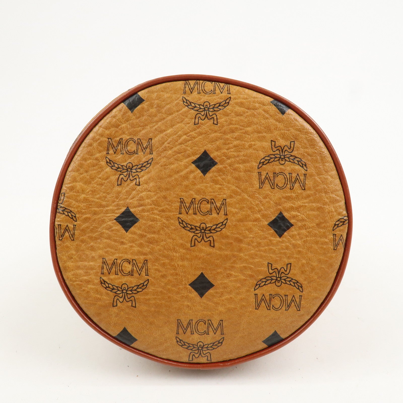 MCM Visetos Leather Drawstring Shoulder Bag Brown