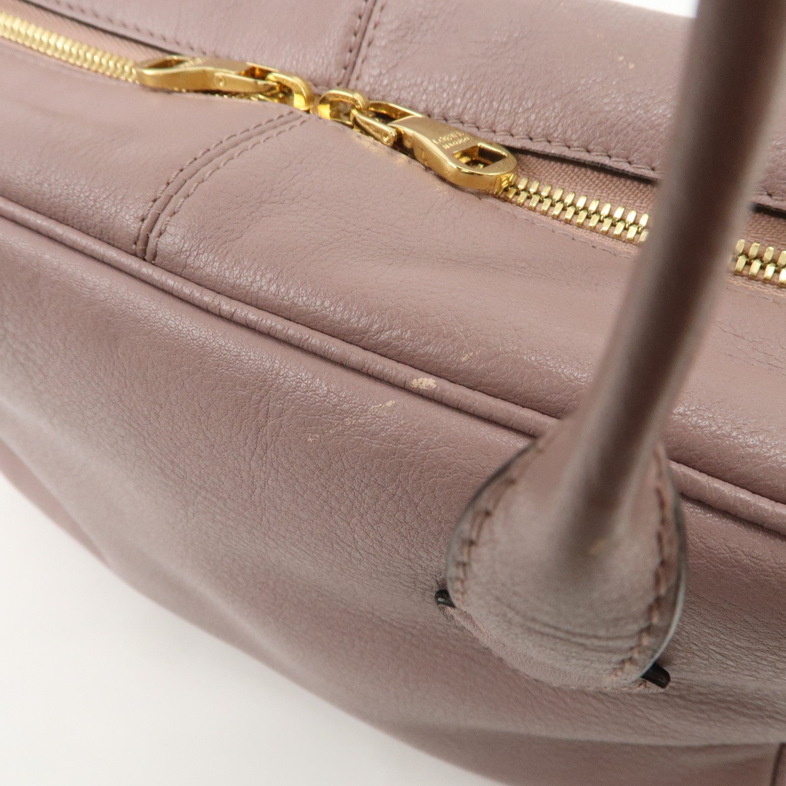 LOEWE Heritage Leather Mini Boston Bag Hand Bag Lavender Used