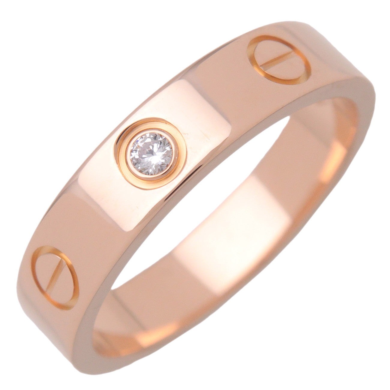Cartier Mini Love 1P Diamond Ring K18 750PG Rose Gold #50 US5.25
