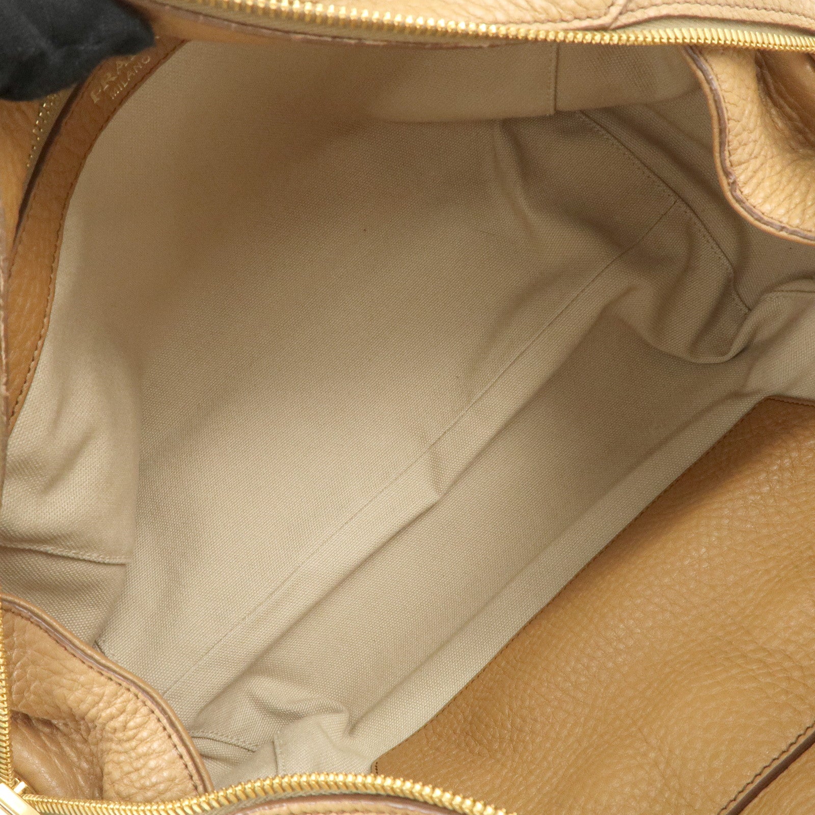 PRADA Triangle Logo Leather 2Way Bag Boston Bag Hand Bag Brown 1BB031 Used