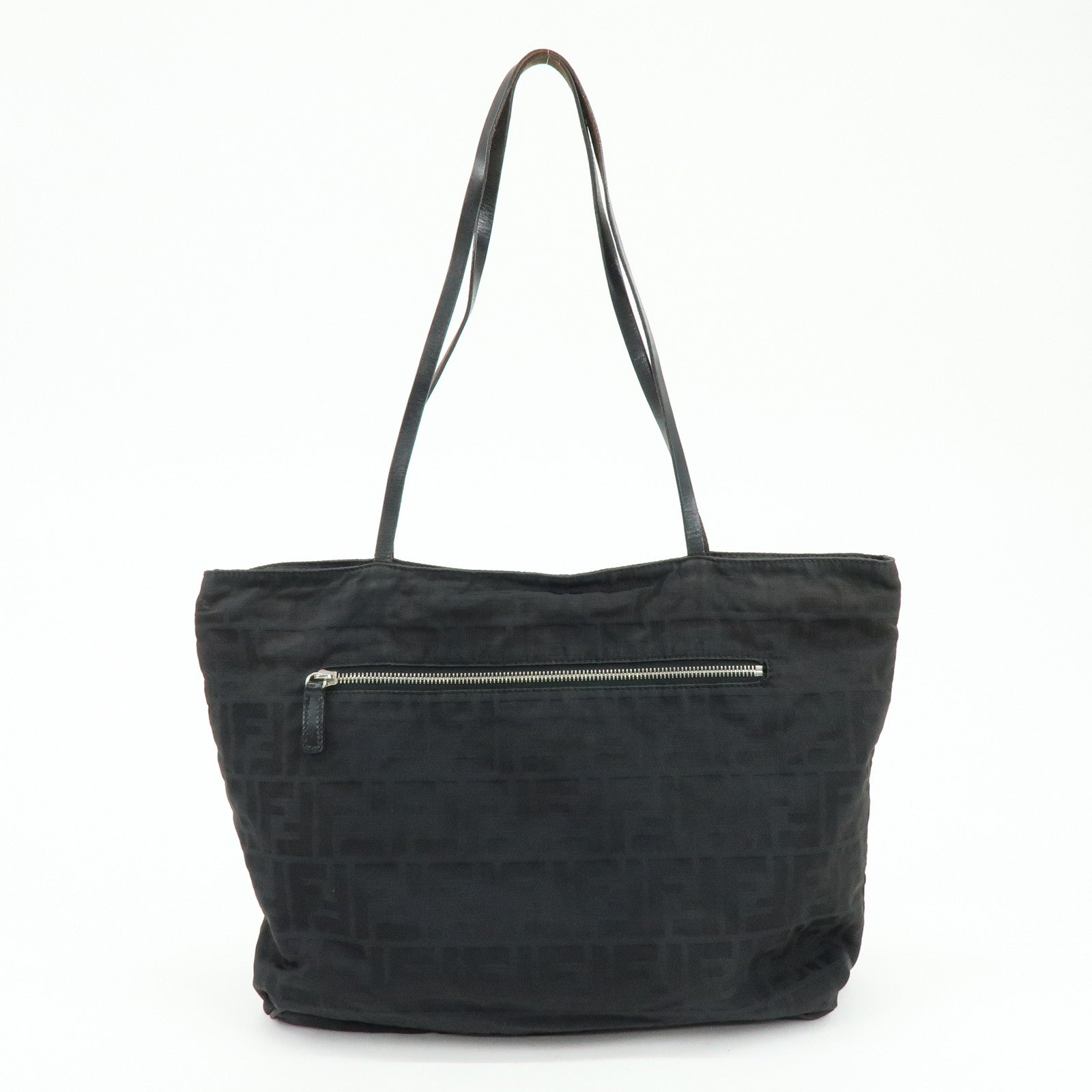 FENDI Zucca Canvas Leather Tote Bag Shoulder Bag Black 15785