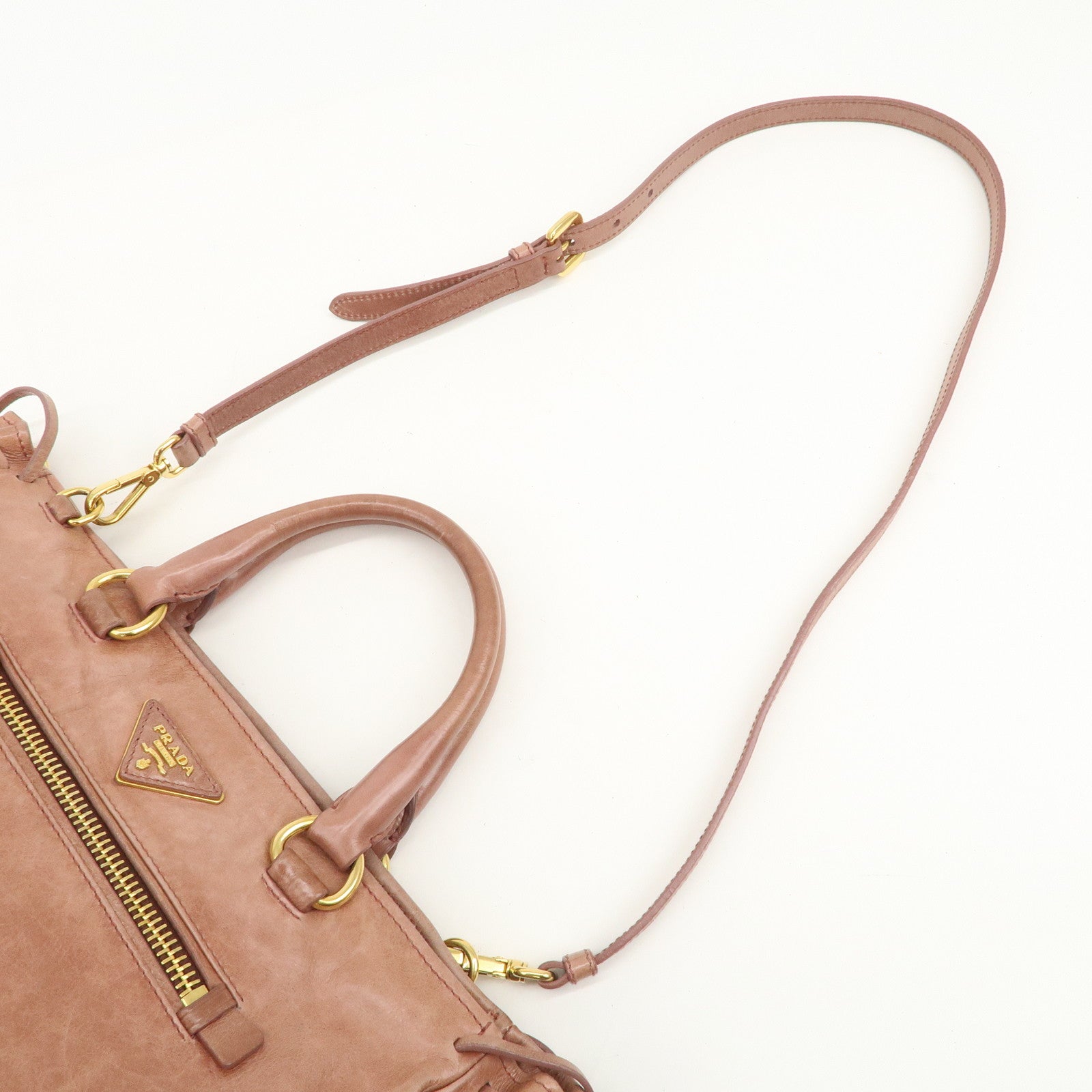 PRADA Triangle Logo Leather 2Way Shoulder Bag Hand Bag Pink BN1921