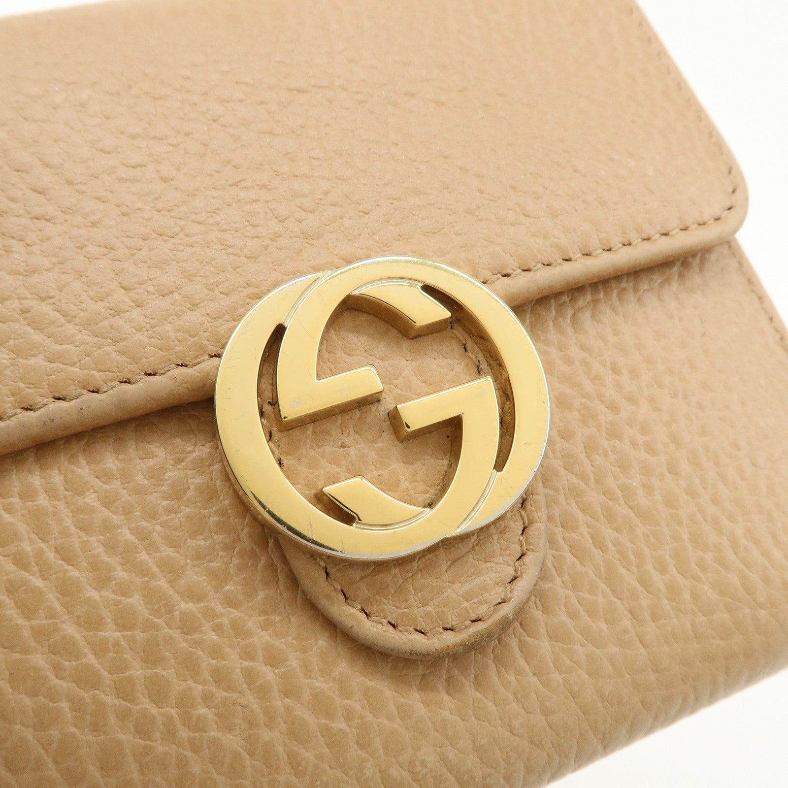 GUCCI Interlocking G Leather Bi-Hold Compact Wallet Brown 615525