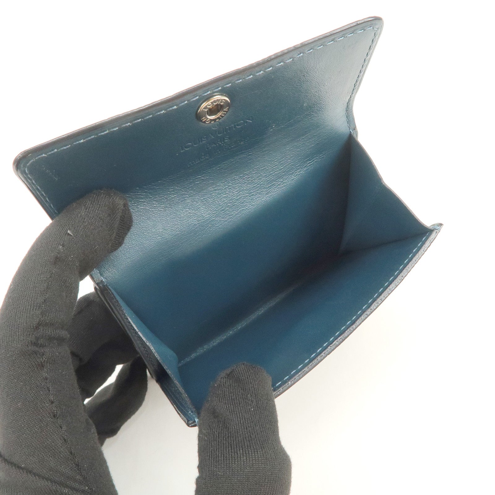 Louis Vuitton Damier Vernis Ludlow Coin Case Petrol Blue M92136