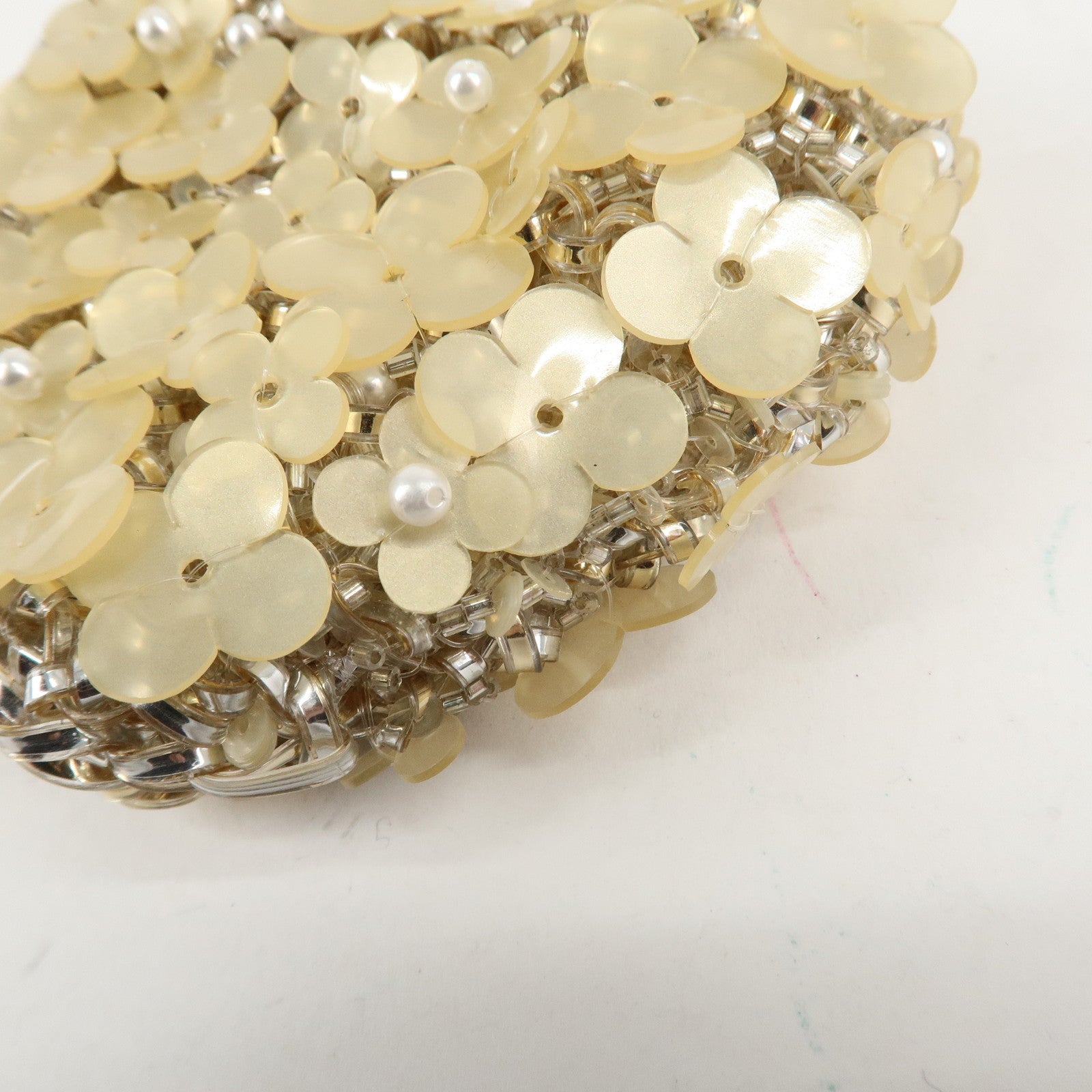 ANTEPRIMA Heart Flower Plastic Bijou Pouch Accessory Case Beige Used
