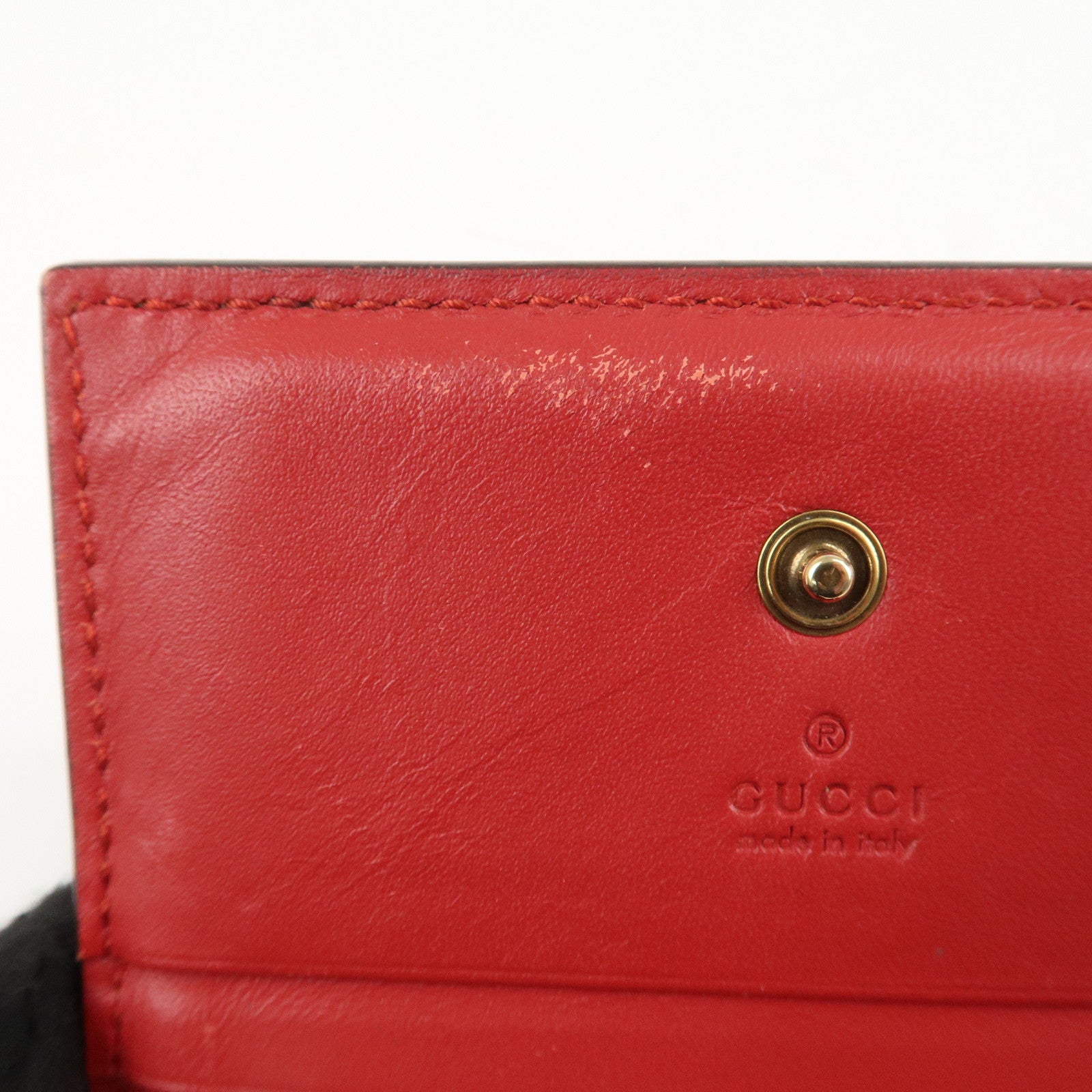 GUCCI Interlocking G GG Supreme Cherry Compact Wallet Beige 476050 Used