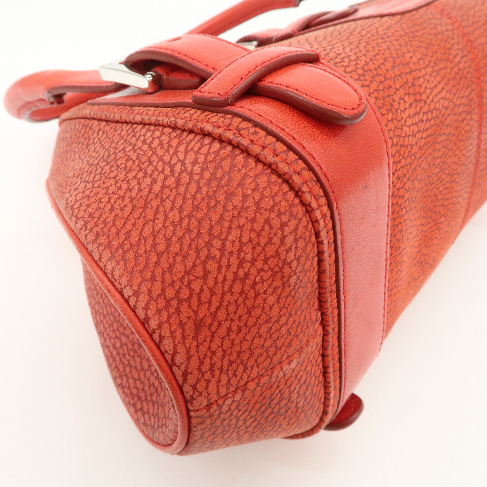 LOEWE Logo Senda Leather Shoulder Bag Hand Bag Red