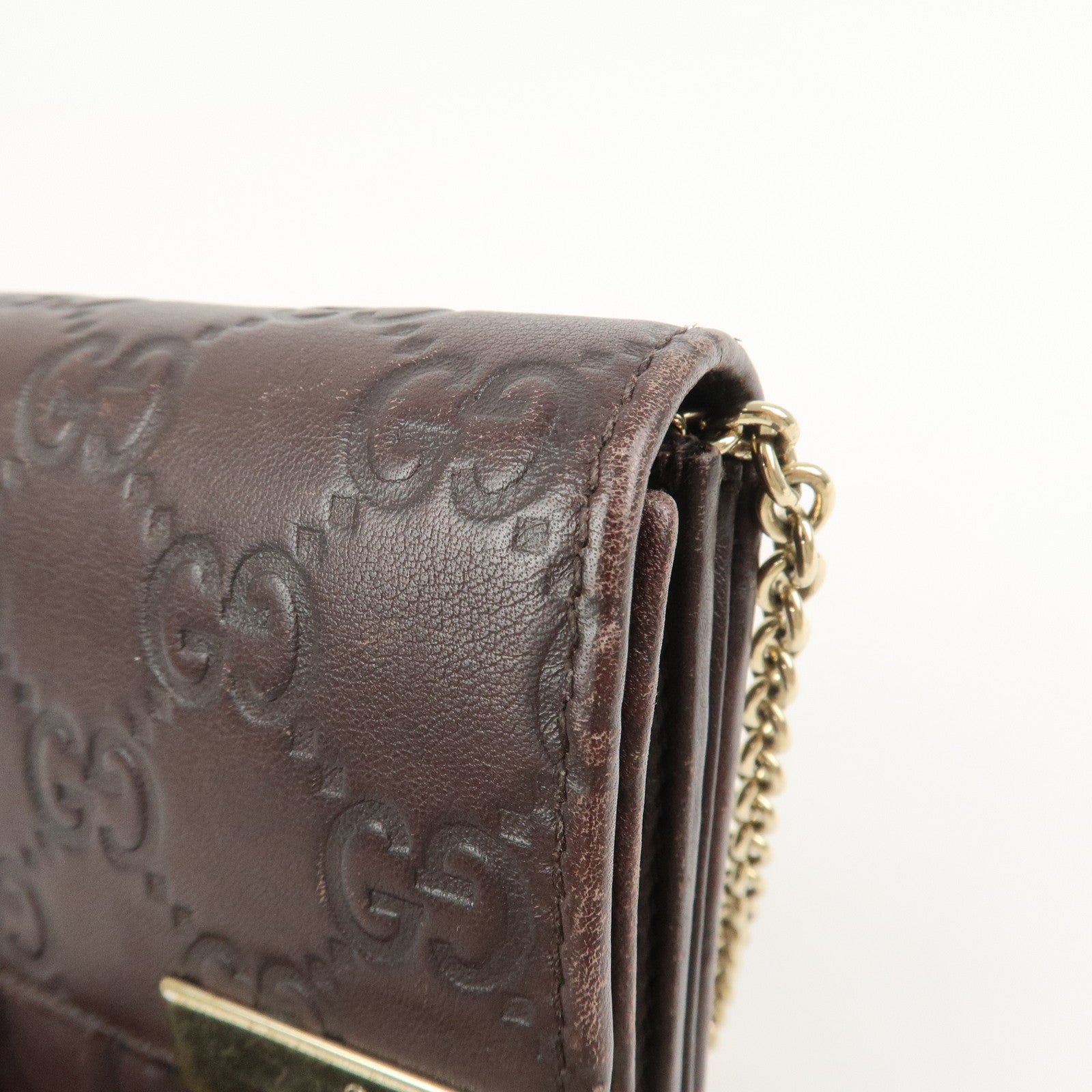 GUCCI Guccissima Leather Chain Strap Long Wallet Hand Bag 269541