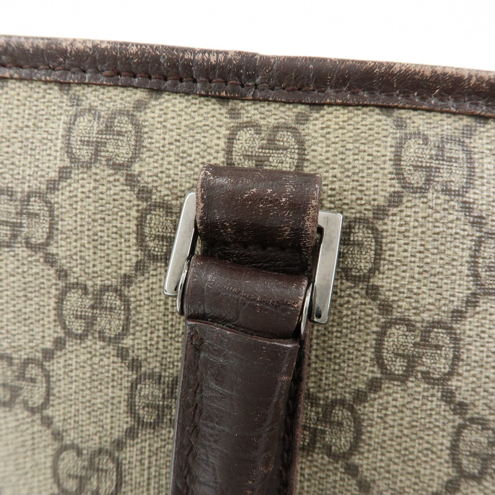 GUCCI GG Supreme Leather Tote Bag Shoulder Bag Beige Brown 114595