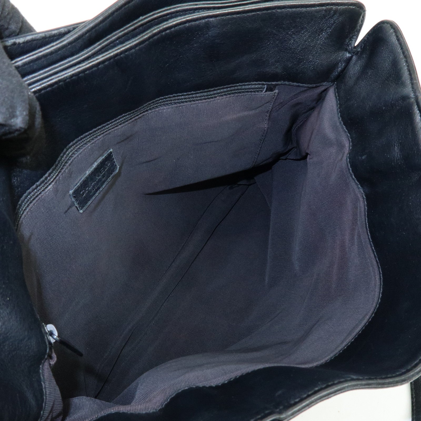 CHANEL Calf Leather Tote Bag Shoulder Bag Hand Bag Black