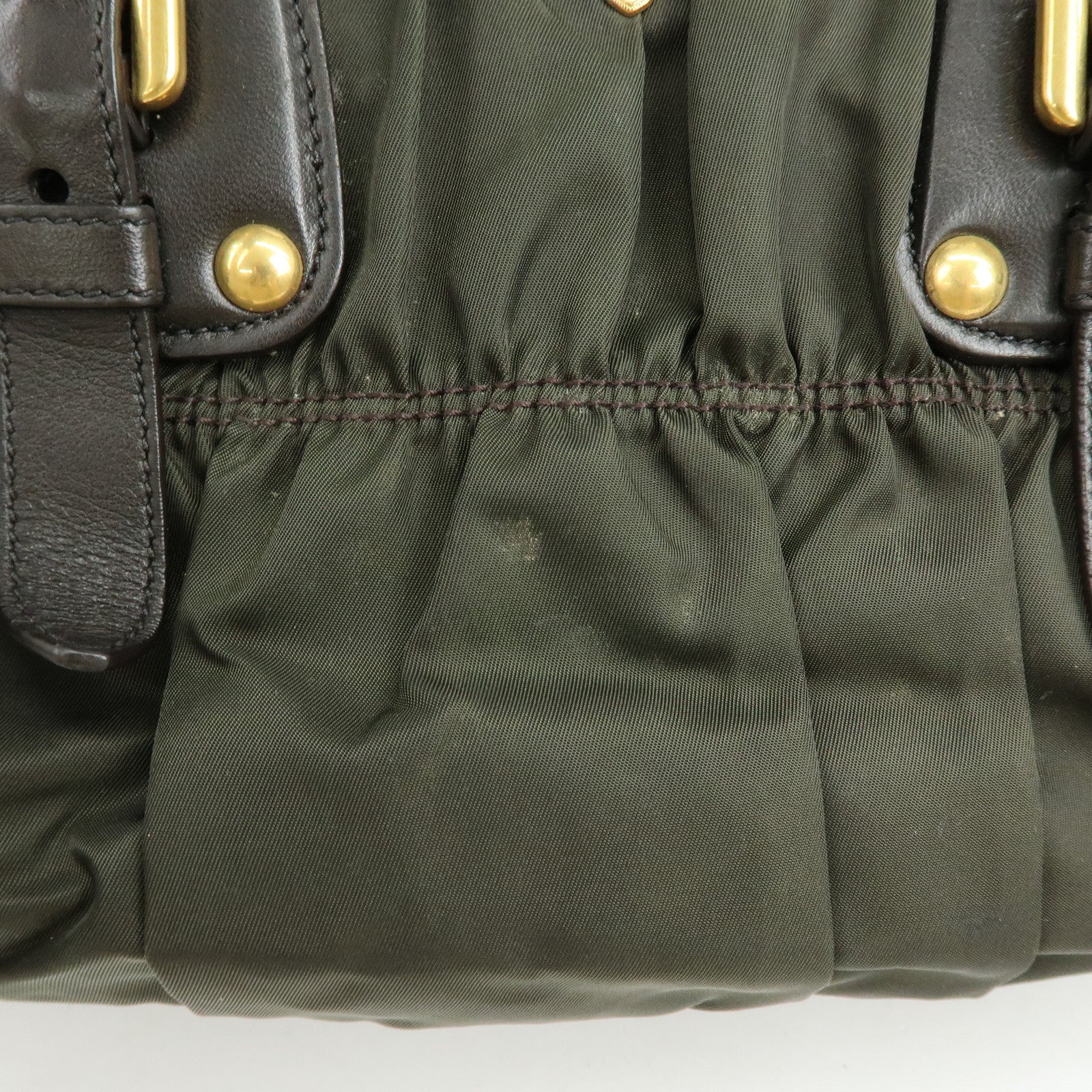 PRADA Nylon 2Way Bag Hand Bag Shoulder Bag Khaki Brown BN2346