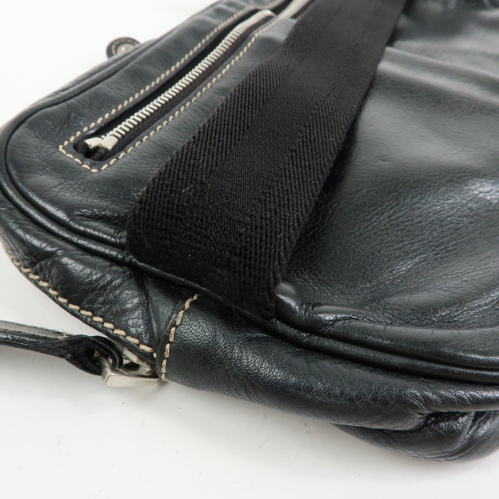 GUCCI Leather Waist Pouch Body Bag Crossbody Bag Black 201846