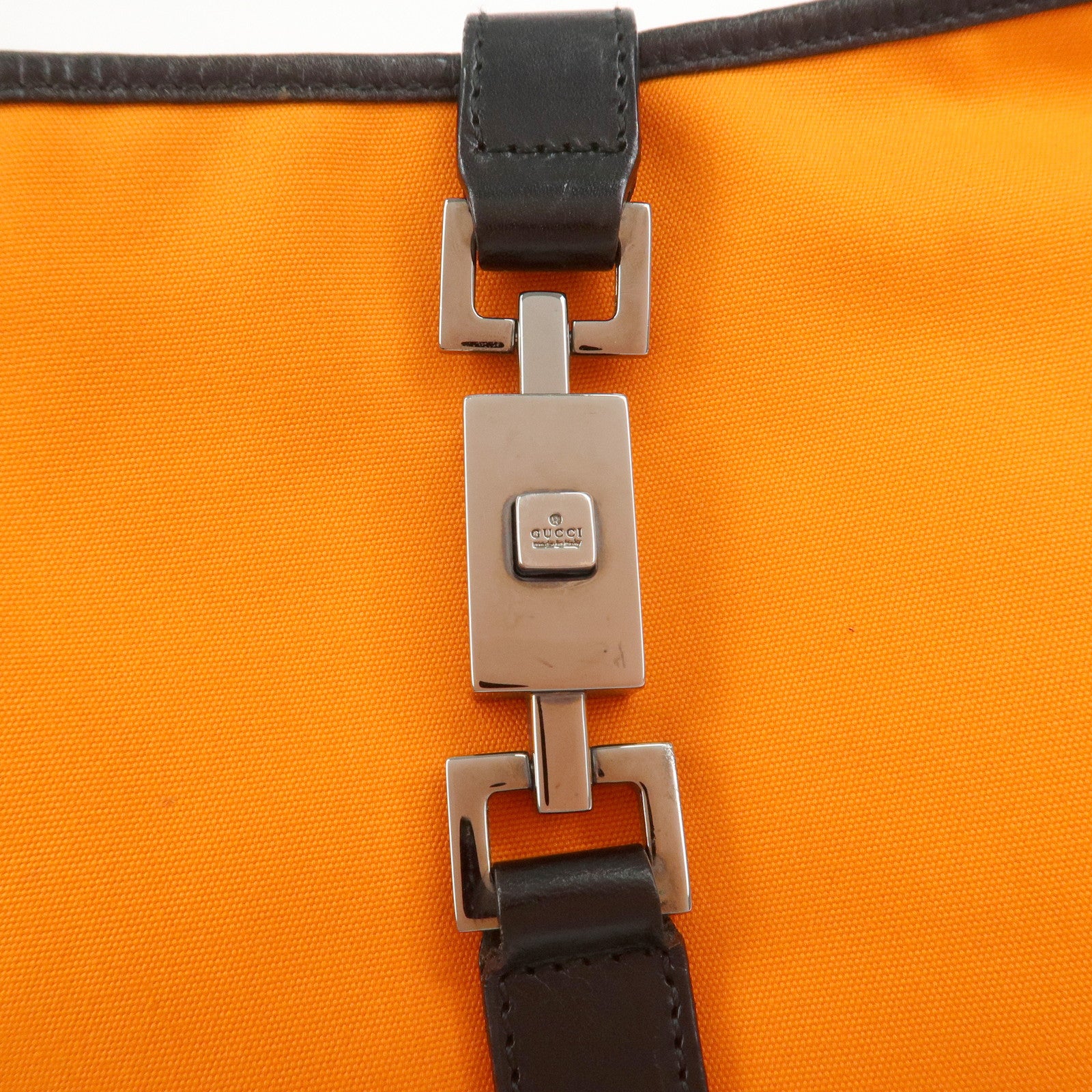 GUCCI Jackie Canvas Leather Shoulder Bag Hand Bag Black 001・3306