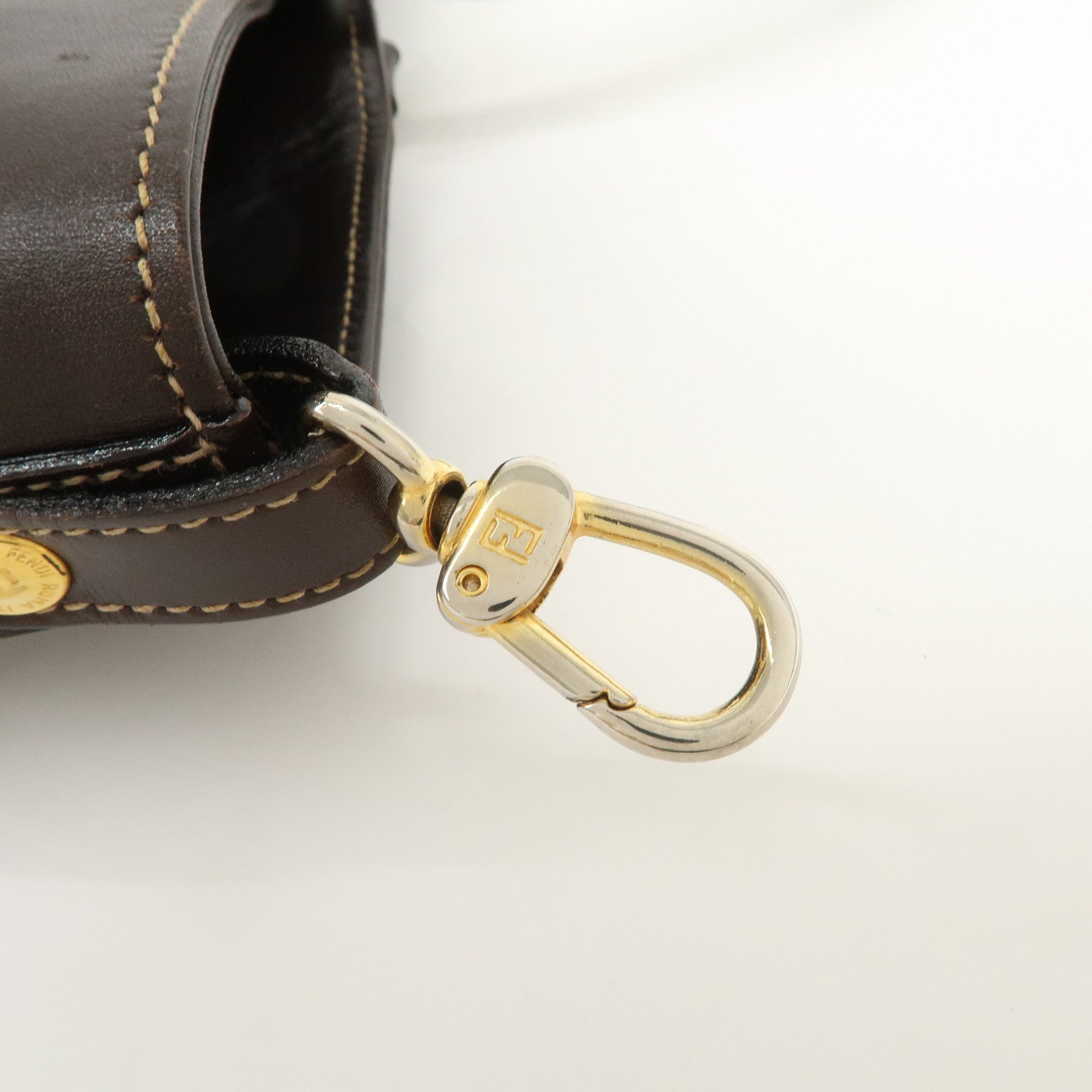 FENDI Zucca Canvas Leather 2Way Bag Hand Bag Shoulder Bag Brown