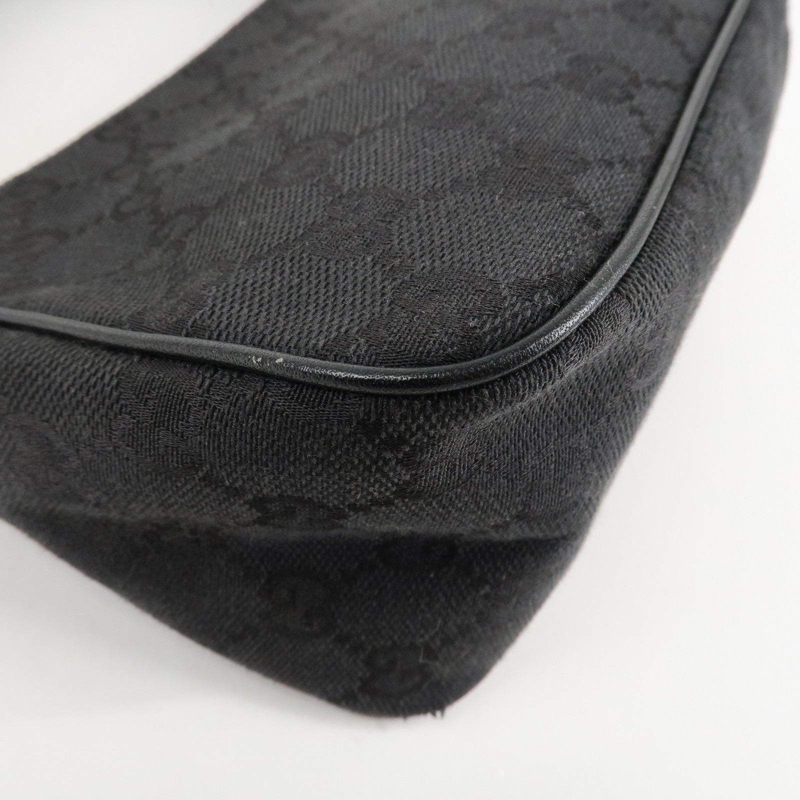 GUCCI GG Canvas Leather Mini Handbag Pouch Black 106644 Used