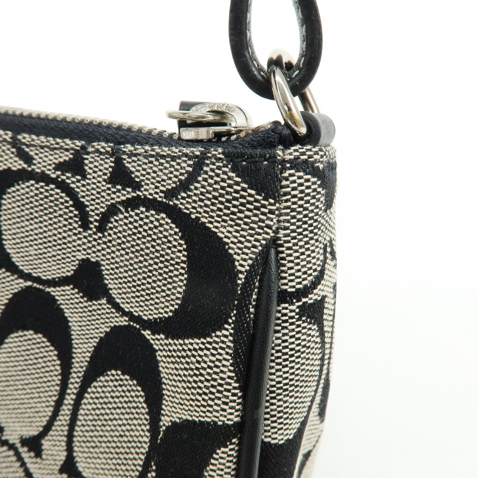 COACH Signature Canvas Leather Hand Bag Pouch Black