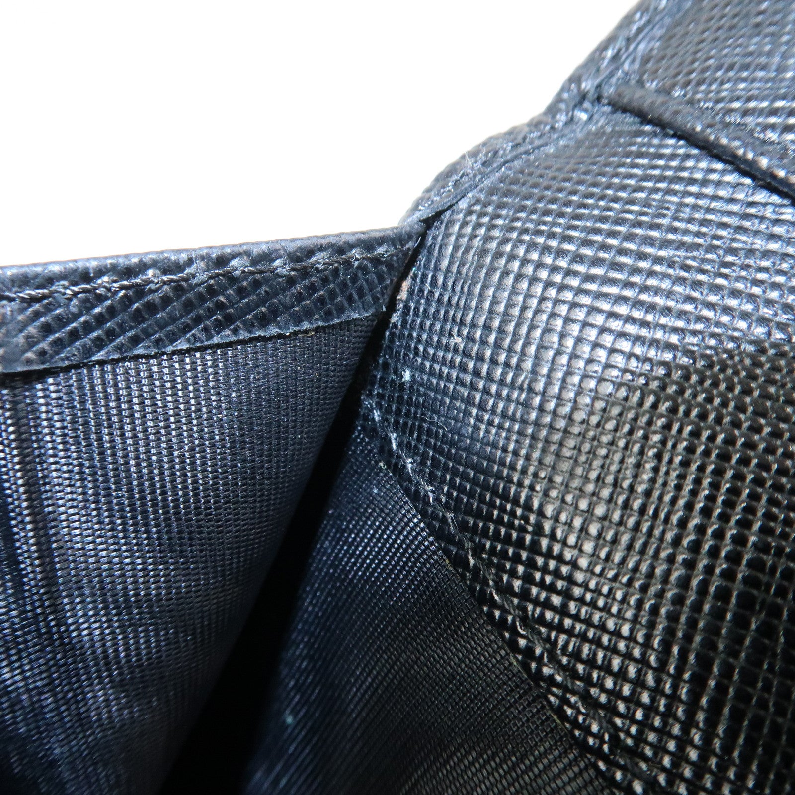 PRADA Triangle Logo Saffiano Leather Card Case Card Holder Black