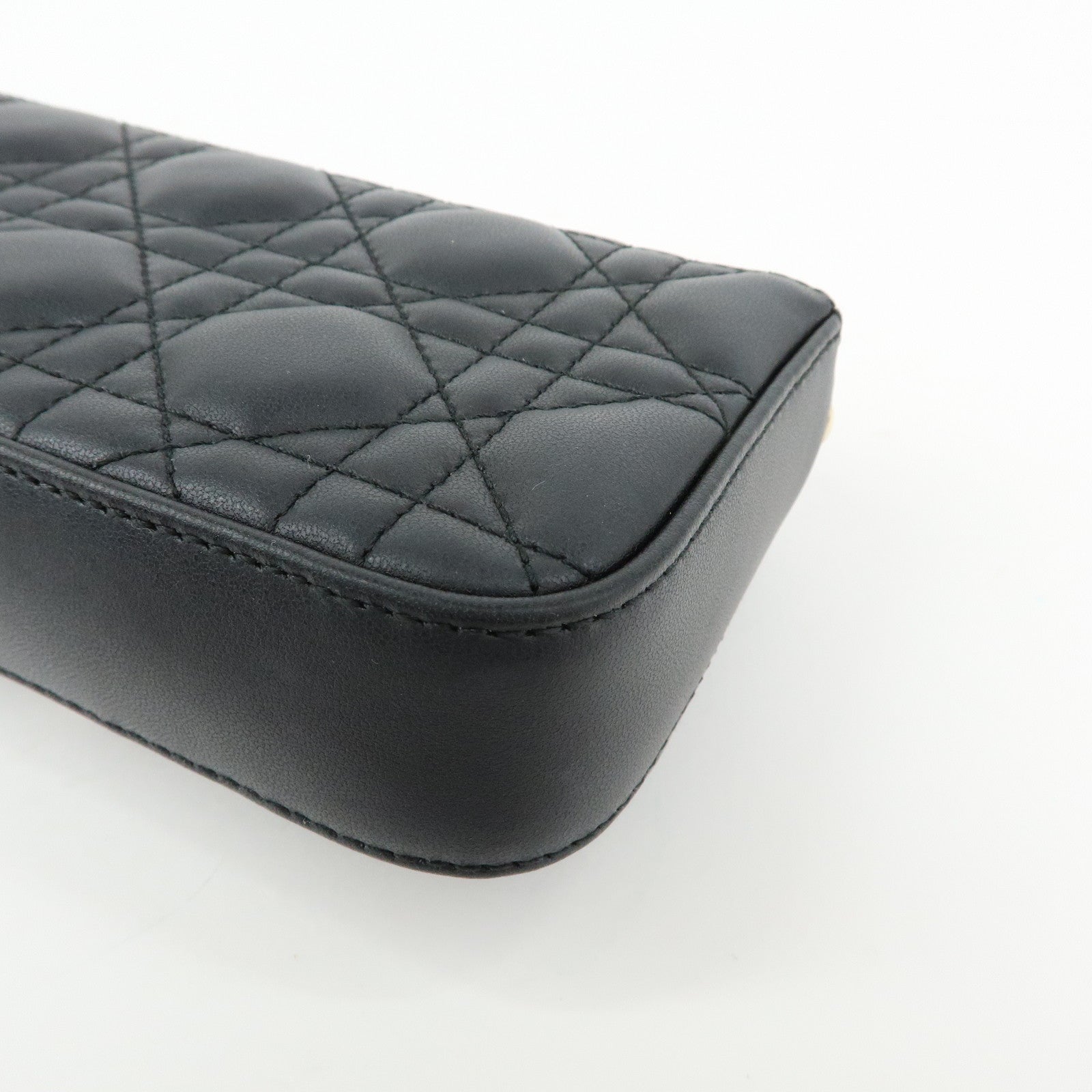 Christian Dior Canage My Dior Lamb Skin Dior Talk Phone Bag Black