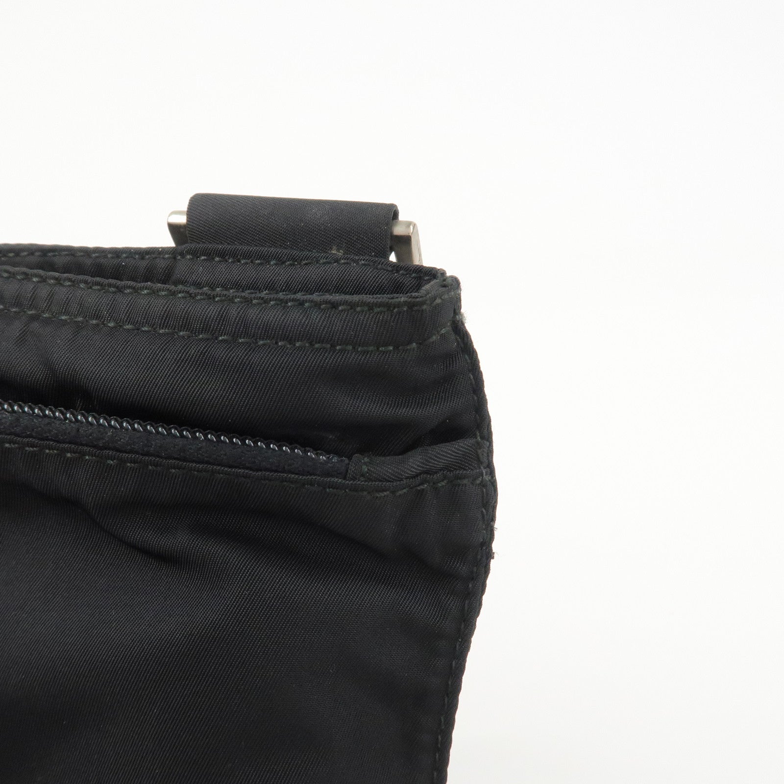 PRADA Triangle Logo Nylon Shoulder Bag Crossbody Bag Black BT7372