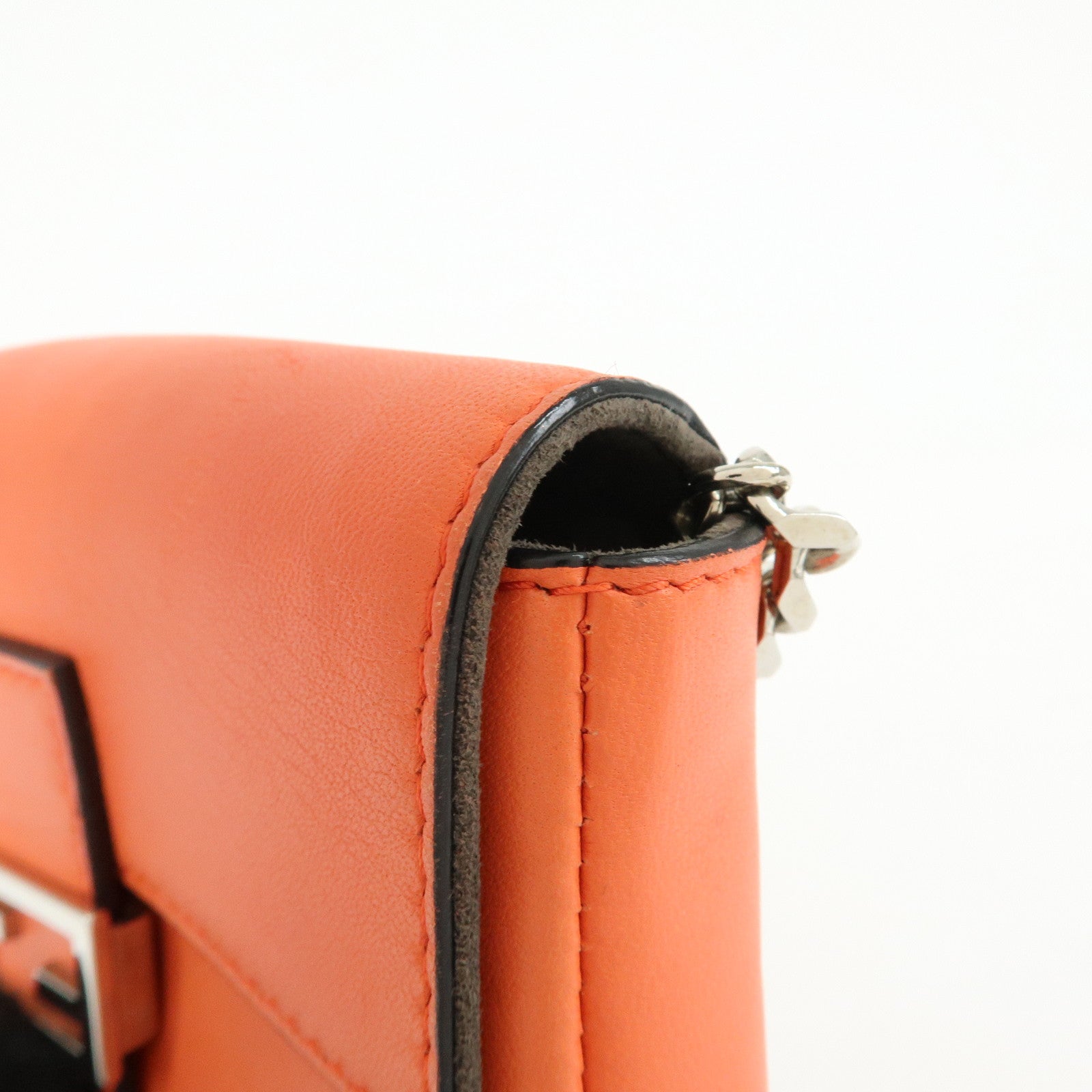 FENDI Micro Baguette 2Way Shoulder Bag Crossbody Bag Orange 8M0354