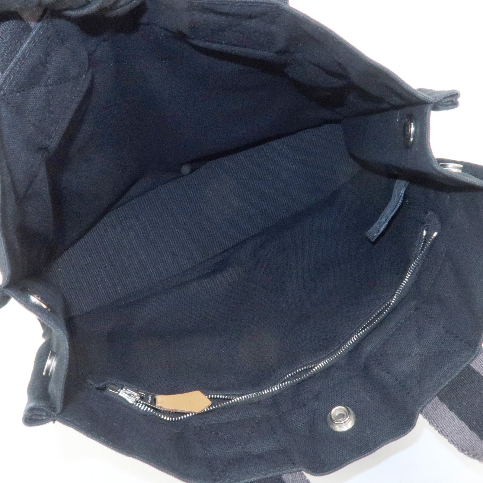 HERMES Fourre Tout PM Canvas Tote Bag Hand Bag Black
