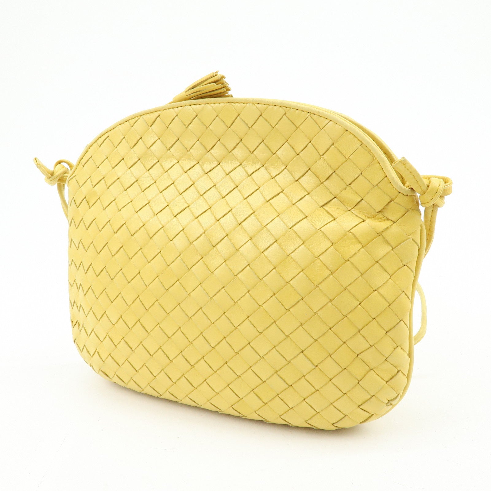 BOTTEGA VENETA Intrecciato Leather Shoulder Crossbody Bag Yellow