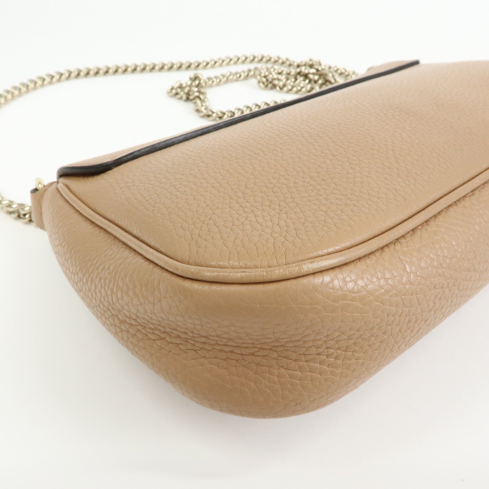 GUCCI SOHO Leather Chain Shoulder Bag Crossbody Bag Beige 536224
