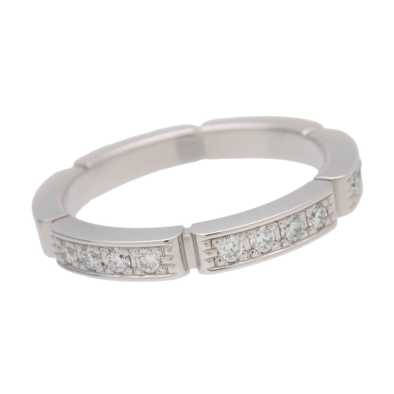 Cartier Maillon Panthere Half Diamond Ring K18 750WG #48 US4.5 EU48