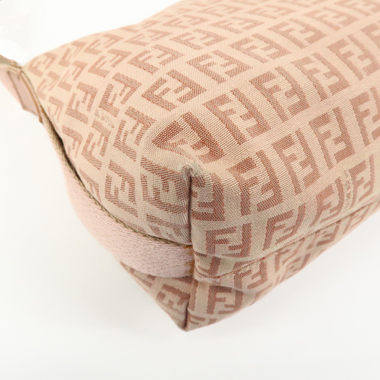 FENDI Zucchino Canvas Leather Shoulder Crossbody Bag Pink 8BR319