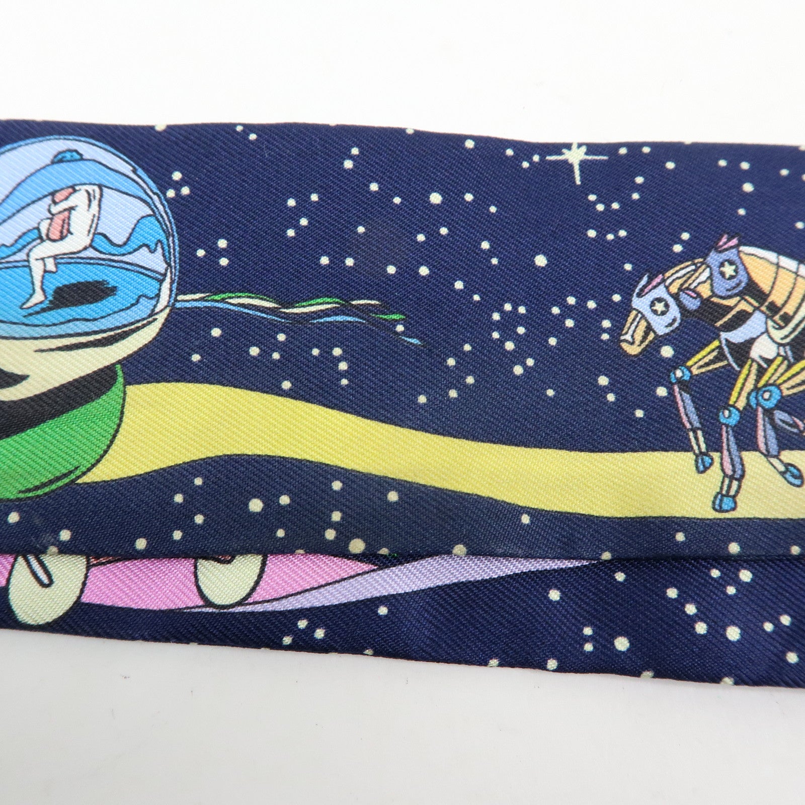 HERMES Silk 100% Twilly Scarf Space Derby Navy