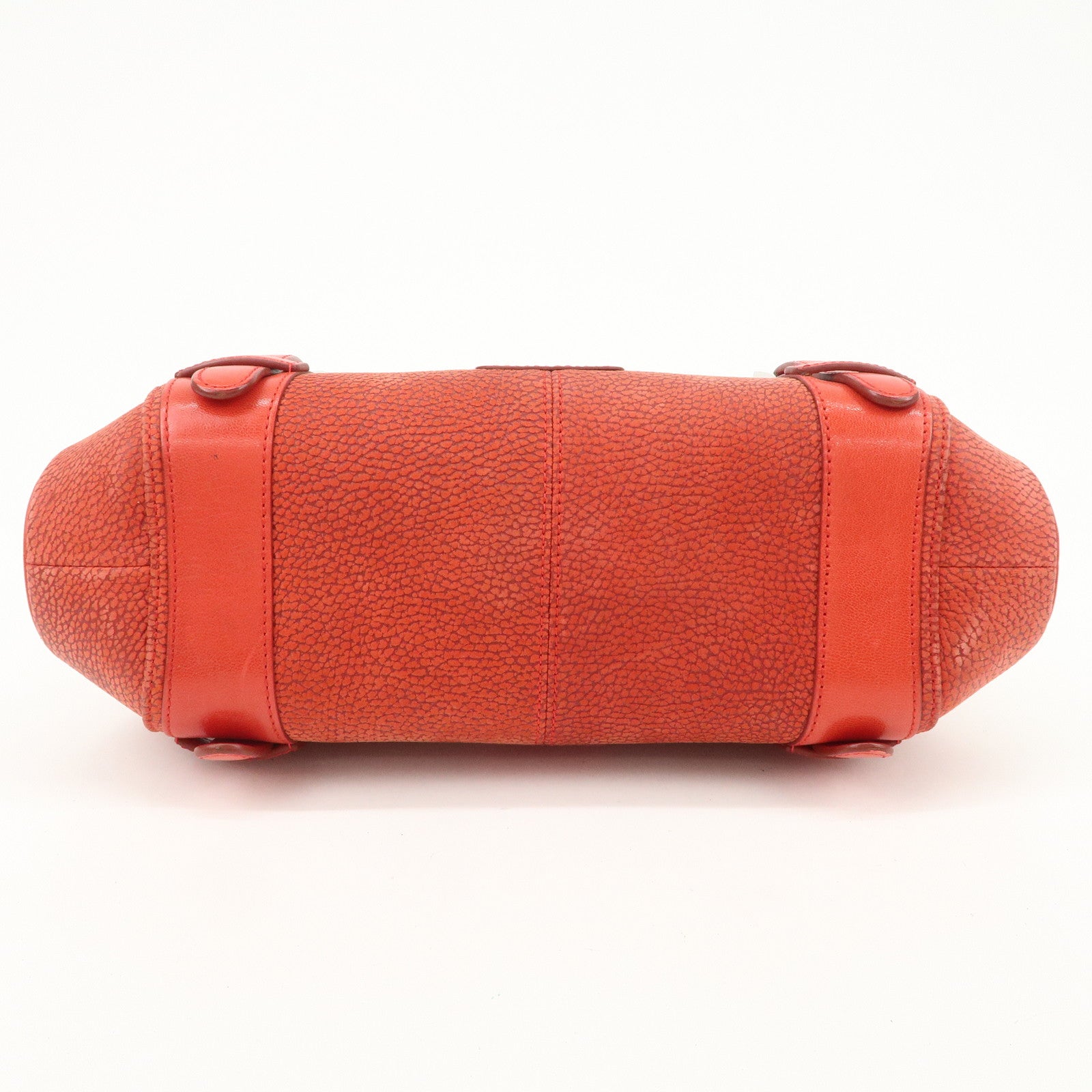 LOEWE Logo Senda Leather Shoulder Bag Hand Bag Red