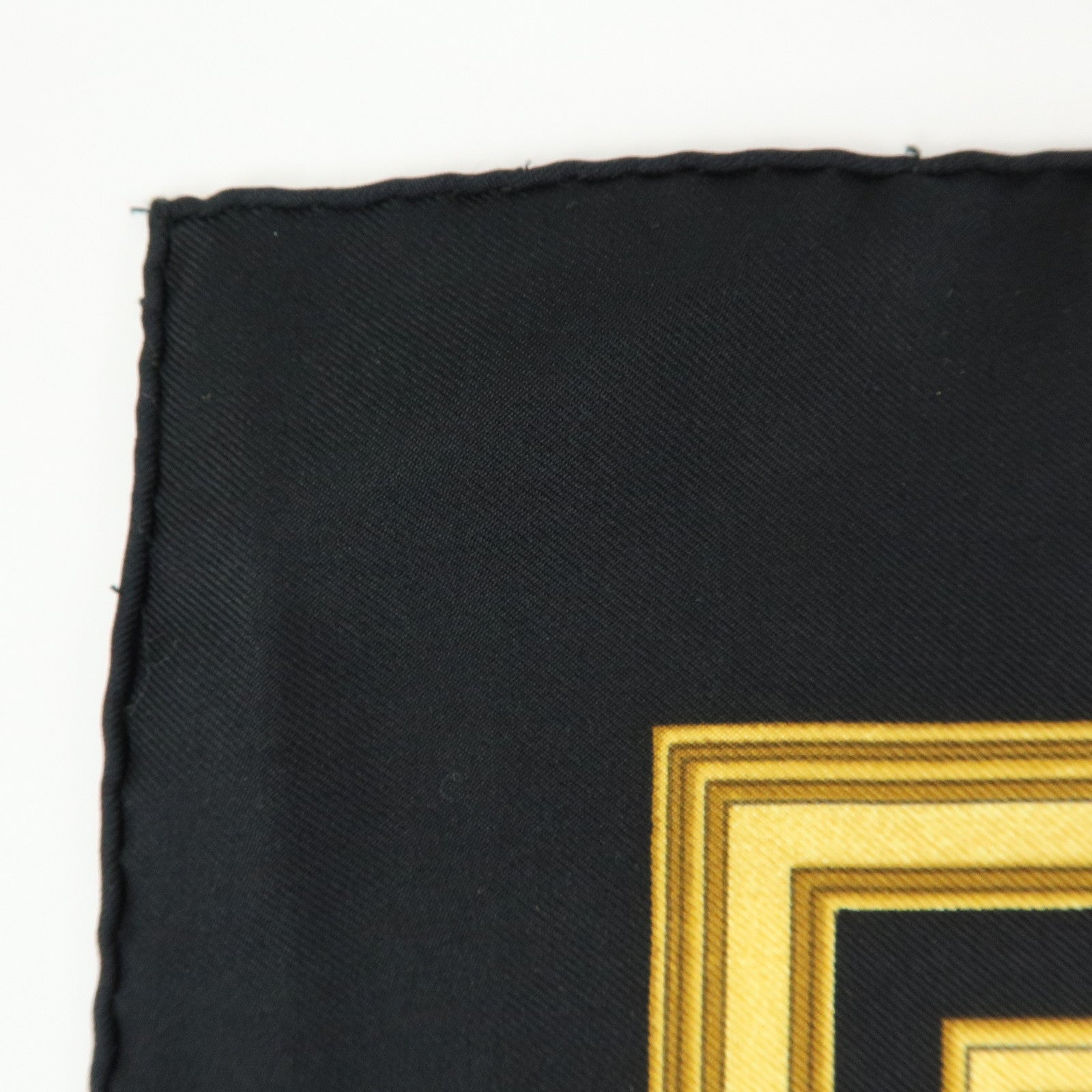 HERMES Carre 90 Silk 100% Scarf LES TUILERIES Black Gold