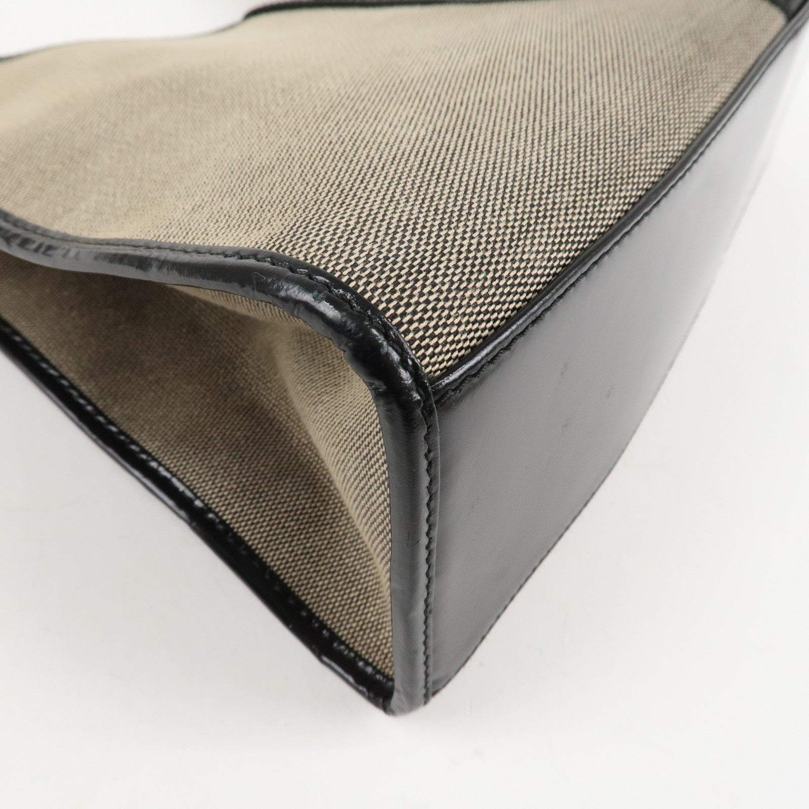 GUCCI Jackie Leather Shoulder Bag Beige Black 002.1067 Used