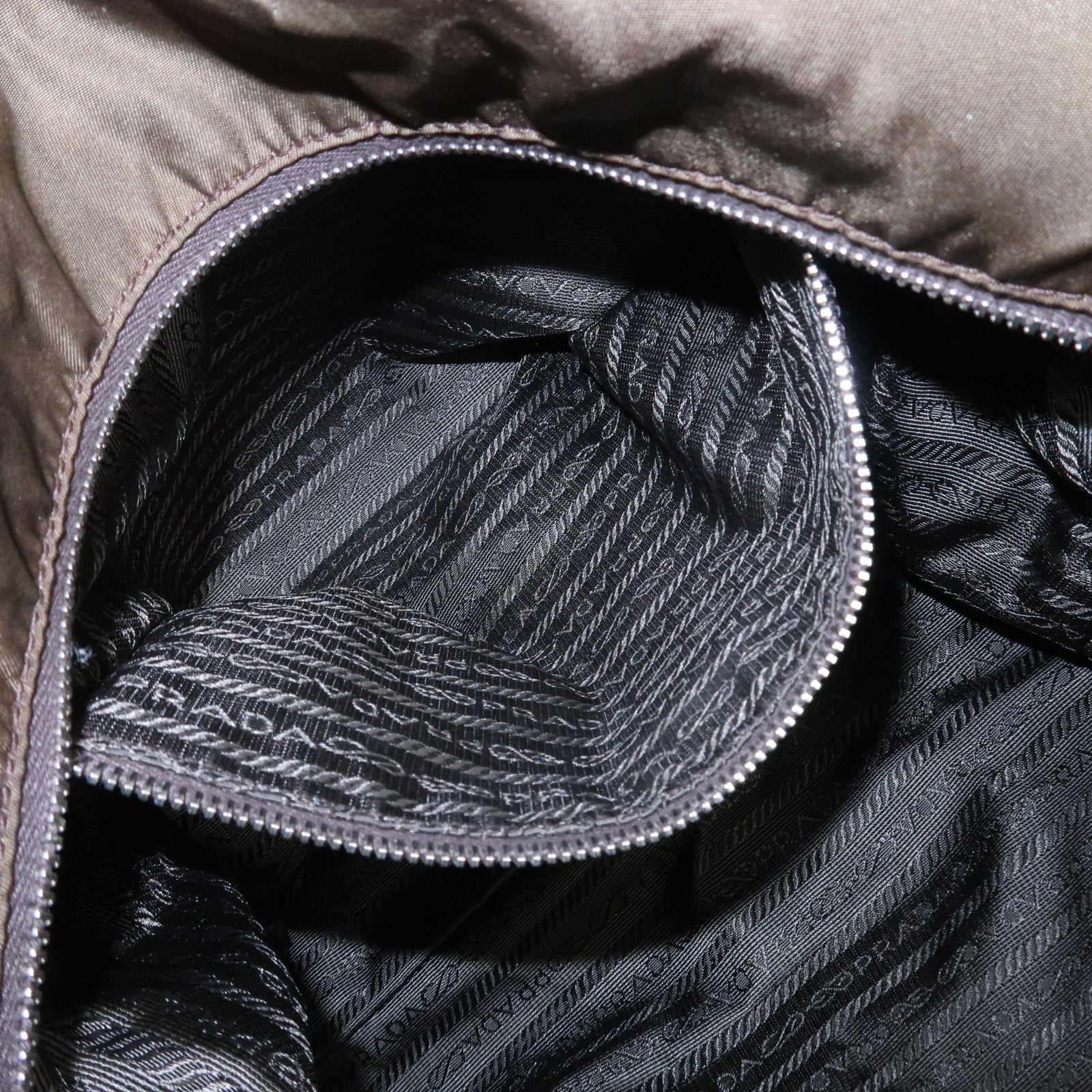 PRADA Triangle Logo Nylon Leather 2Way Hand Bag Shoulder Bag Khaki