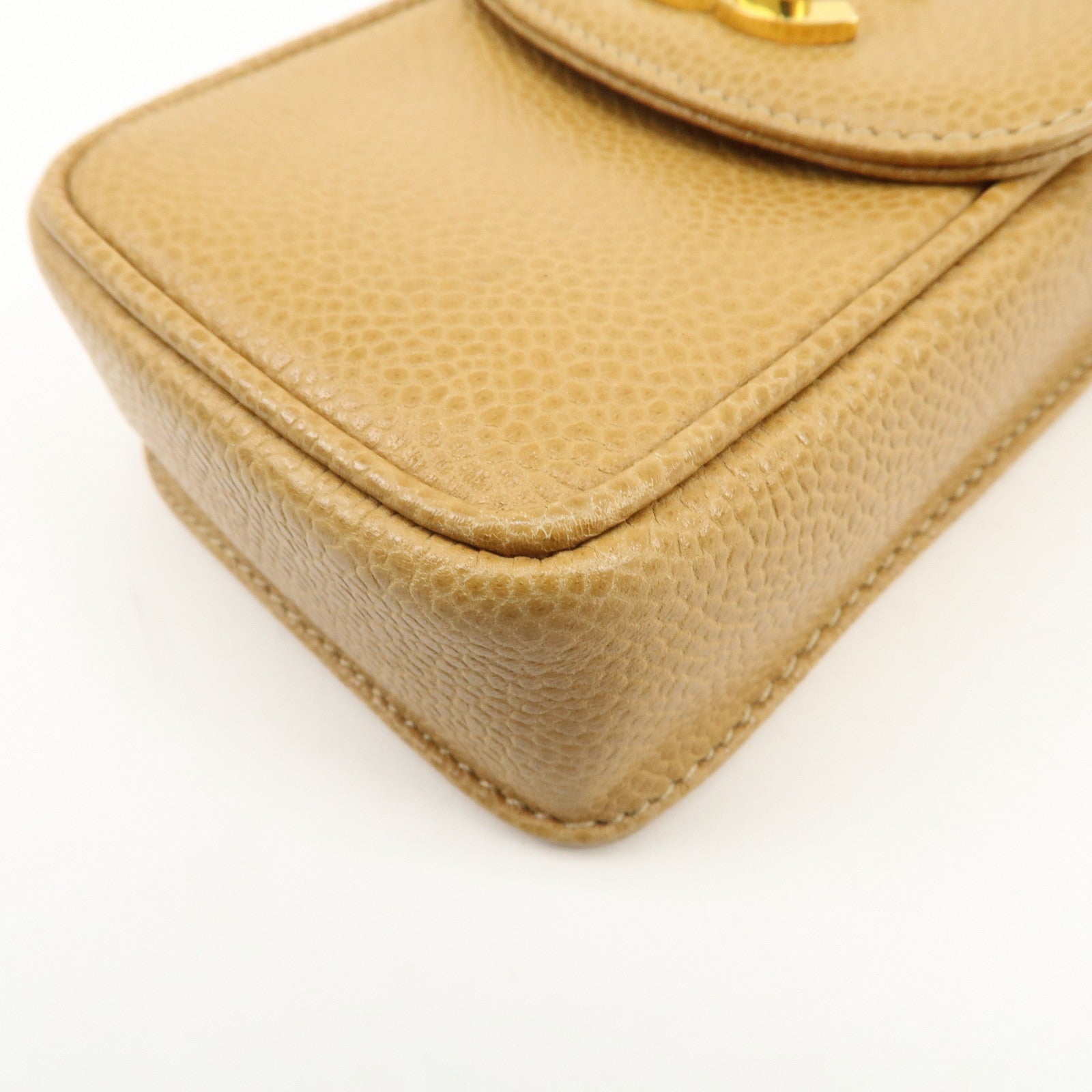 CHANEL COCO Mark Chain Shoulder Bag Phone Case Light Brown