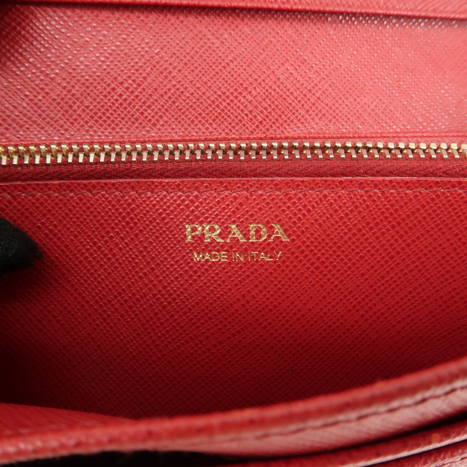 PRADA Saffiano Leather Set of 2 Long Wallet Red 1MH132 Used