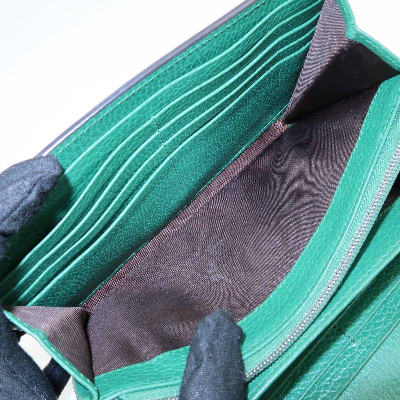 GUCCI Dionysus Leather Chain Wallet Shoulder Bag Green 401231