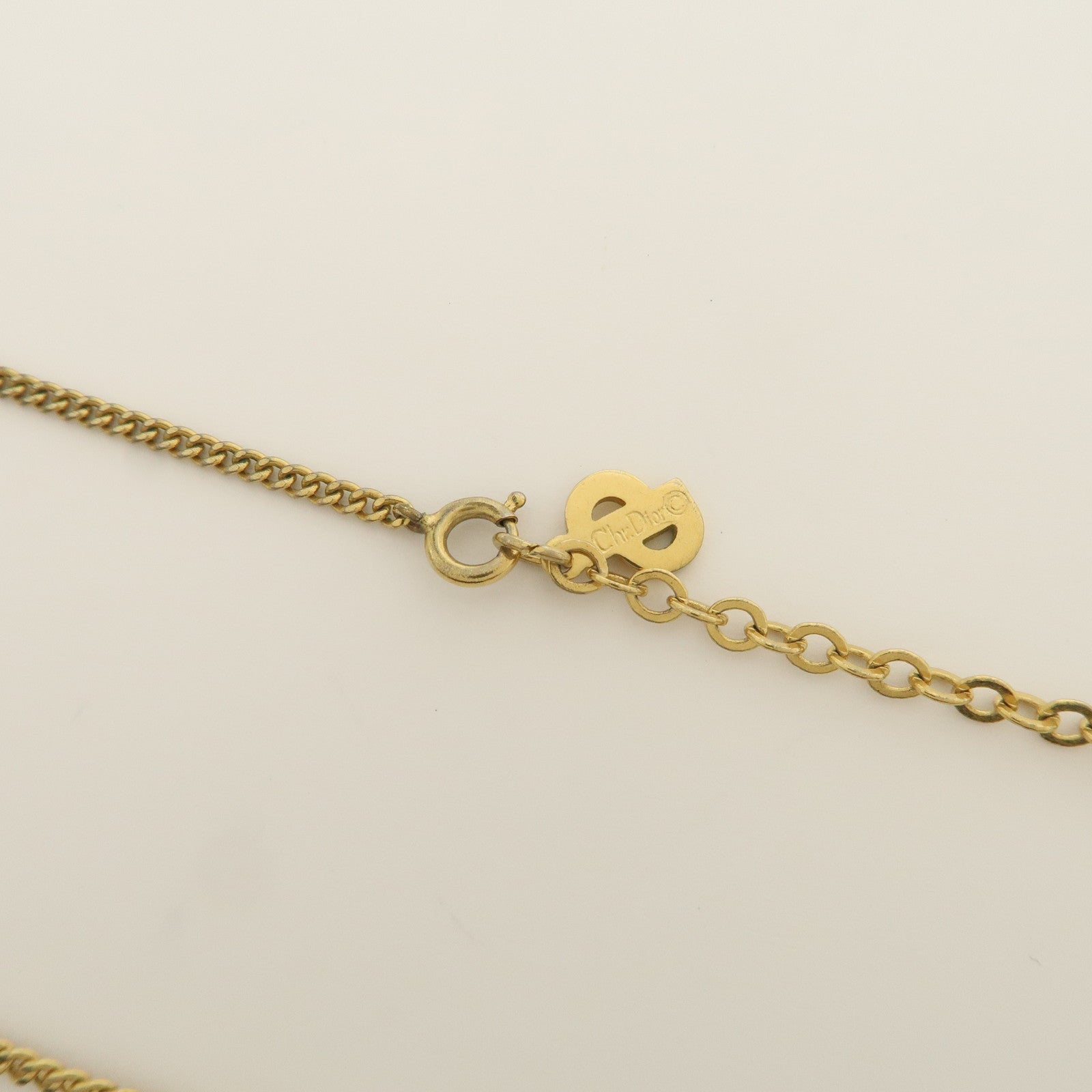 Christian Dior Logo Metal Necklace Choker Gold