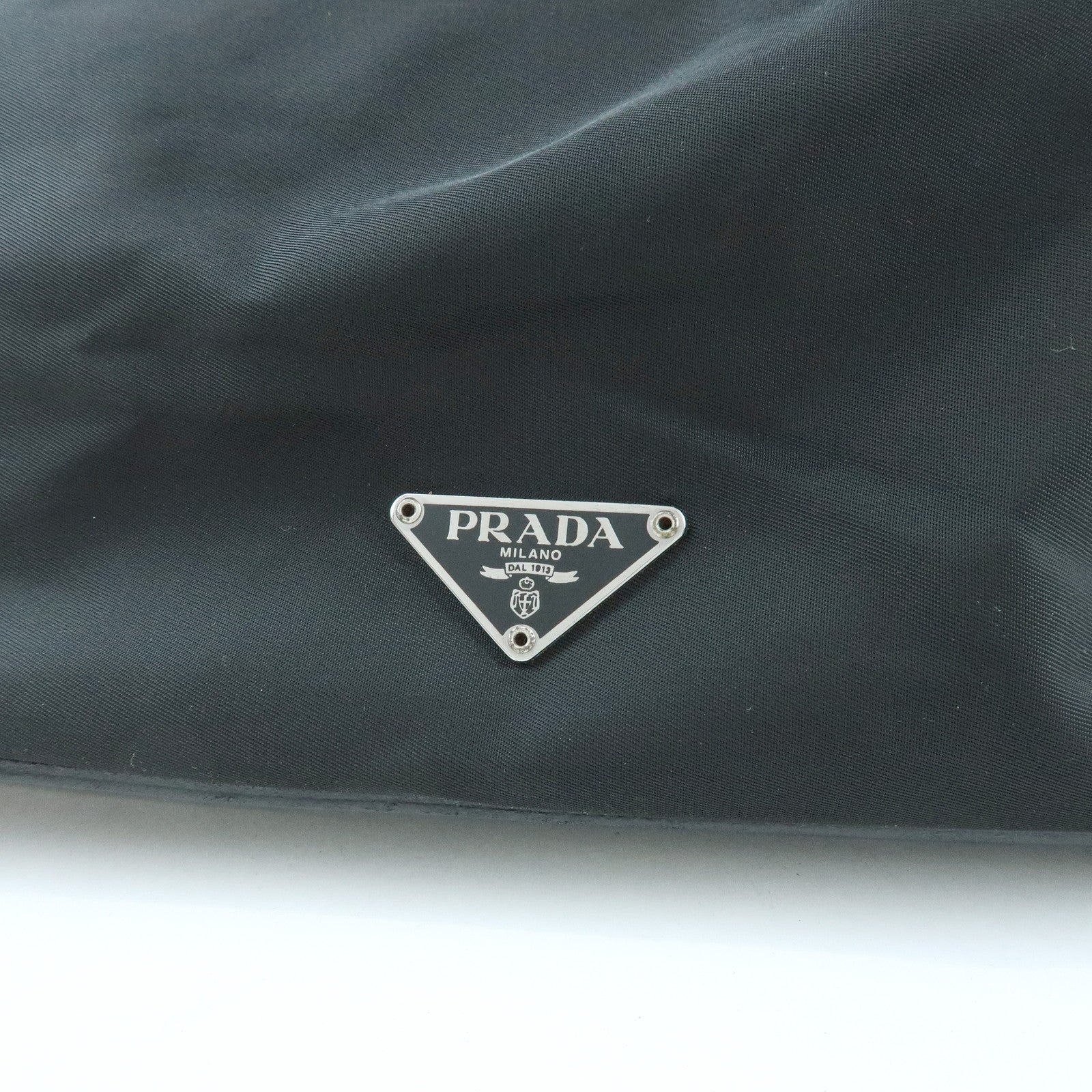 PRADA Triangle Logo Nylon Leather Shoulder Bag Black BR0575