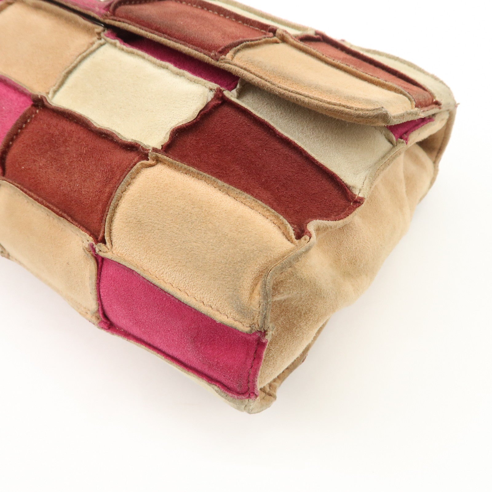 CHANEL 2.55 Suede Patchwork Chain Shoulder Bag Multicolor A14528 Used