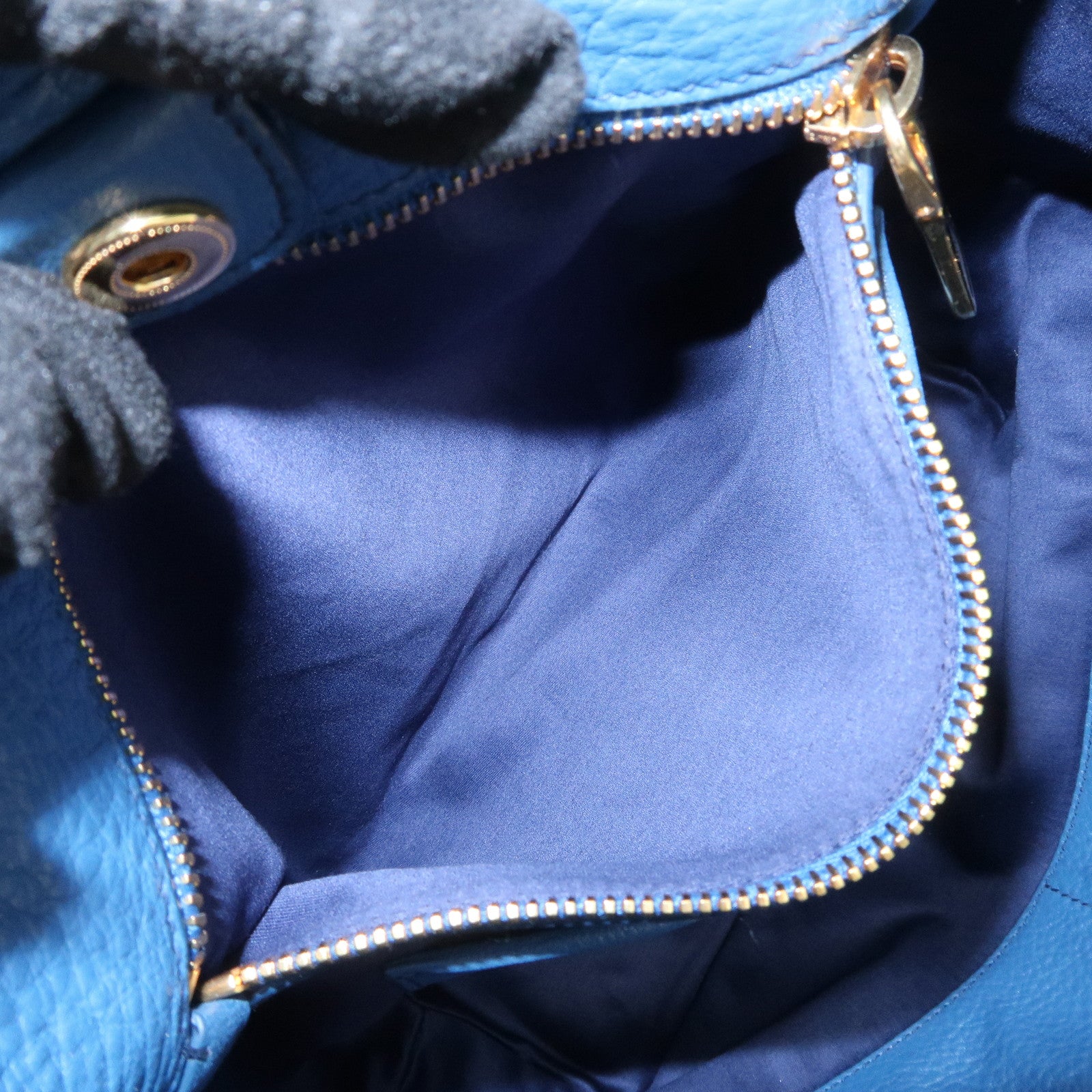 MIU MIU Madras Leather 2Way Shoulder Bag Hand Bag Blue RN0886