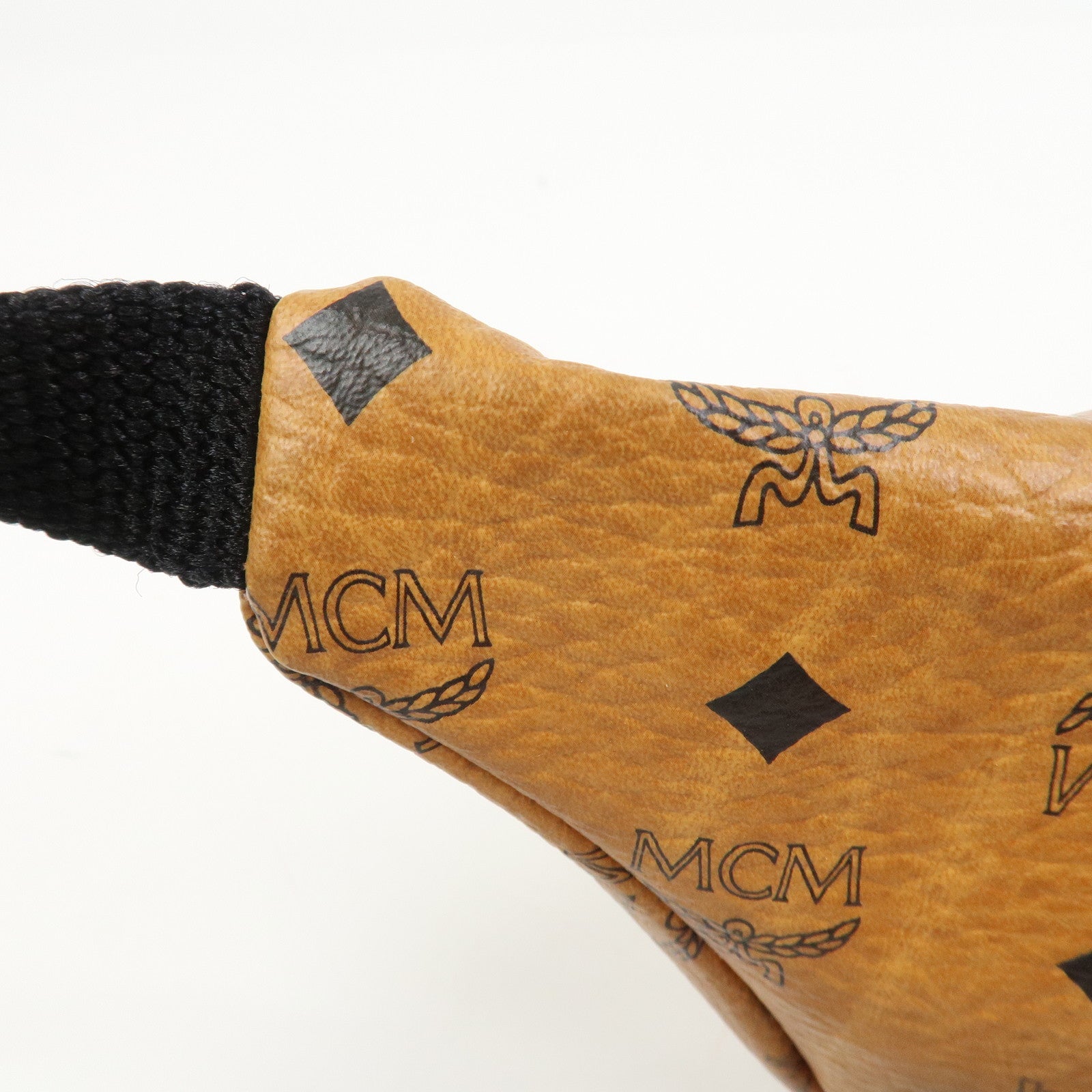 MCM Visetos Logo Leather Waist Bag Waist Pouch Crossbody Bag Brown