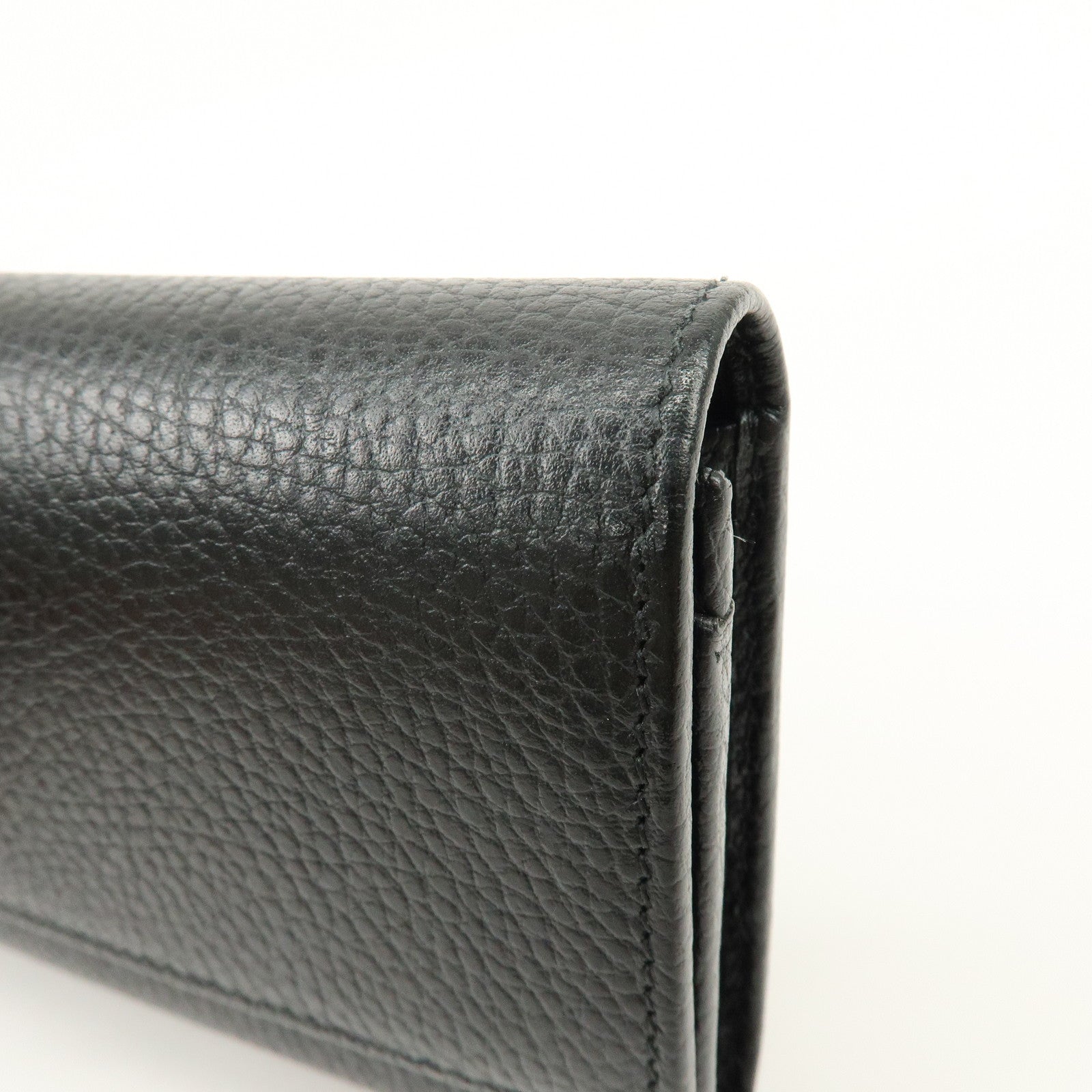 GUCCI GG Marmont Leather Long Flap Wallet Black 456116