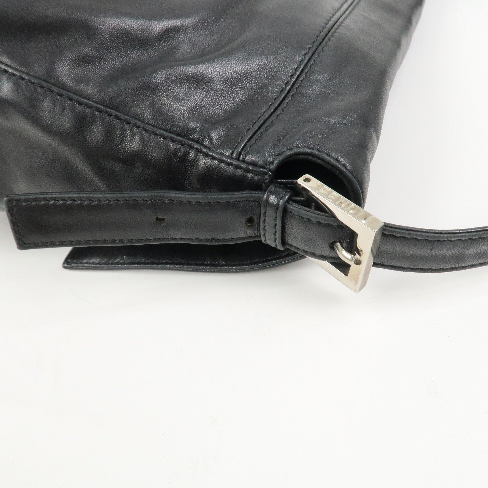 FENDI Mamma Baguette Leather Shoulder Bag Hand Bag Black 26325