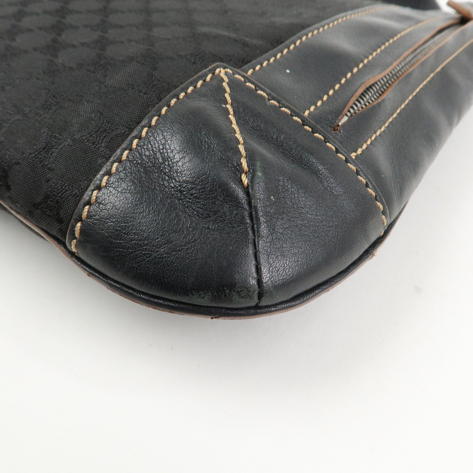 CELINE Macadam Logo Canvas Leather Shoulder Bag Crossbody Bag Black