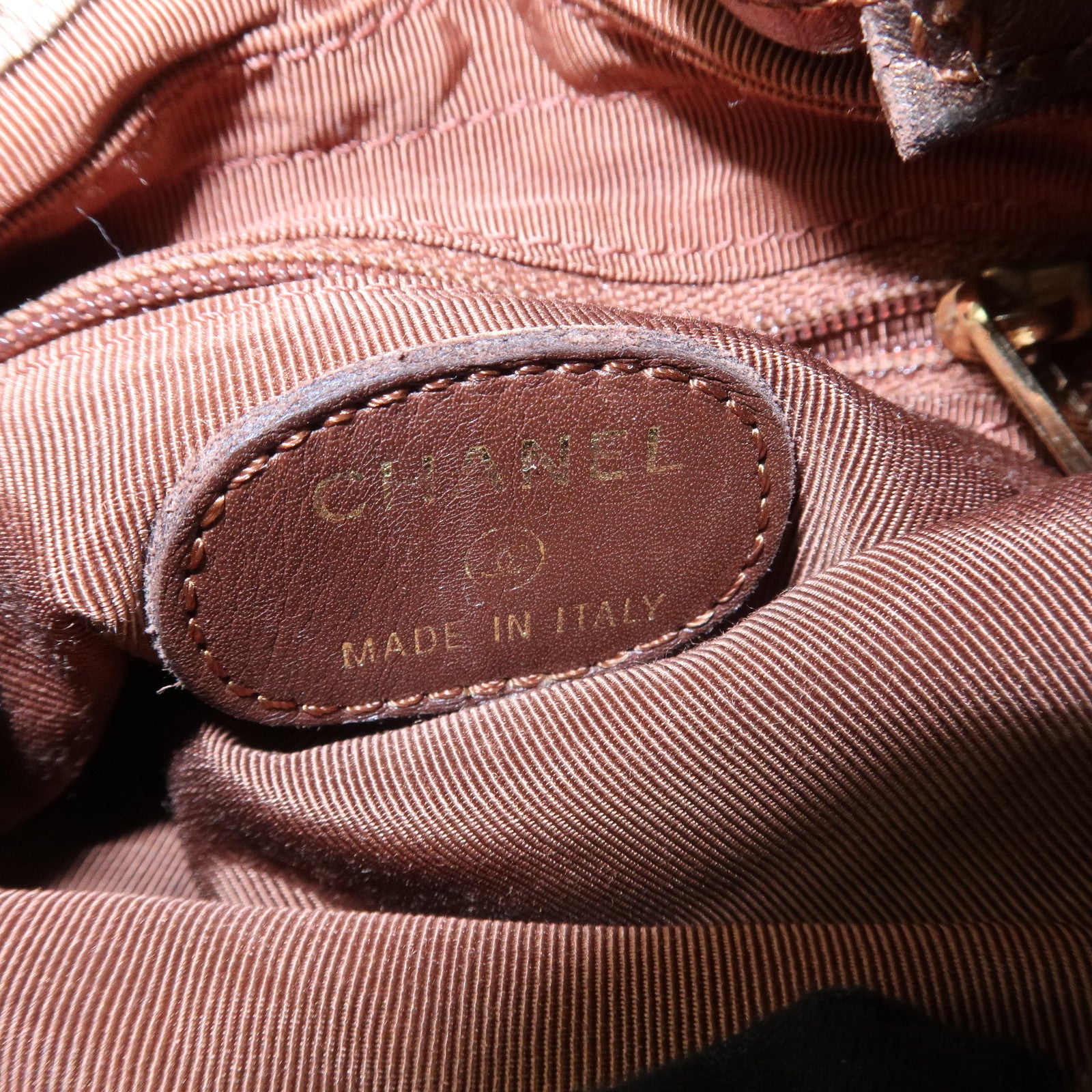 CHANEL Logo Leather Shoulder Bag Crossbody Bag Bronze