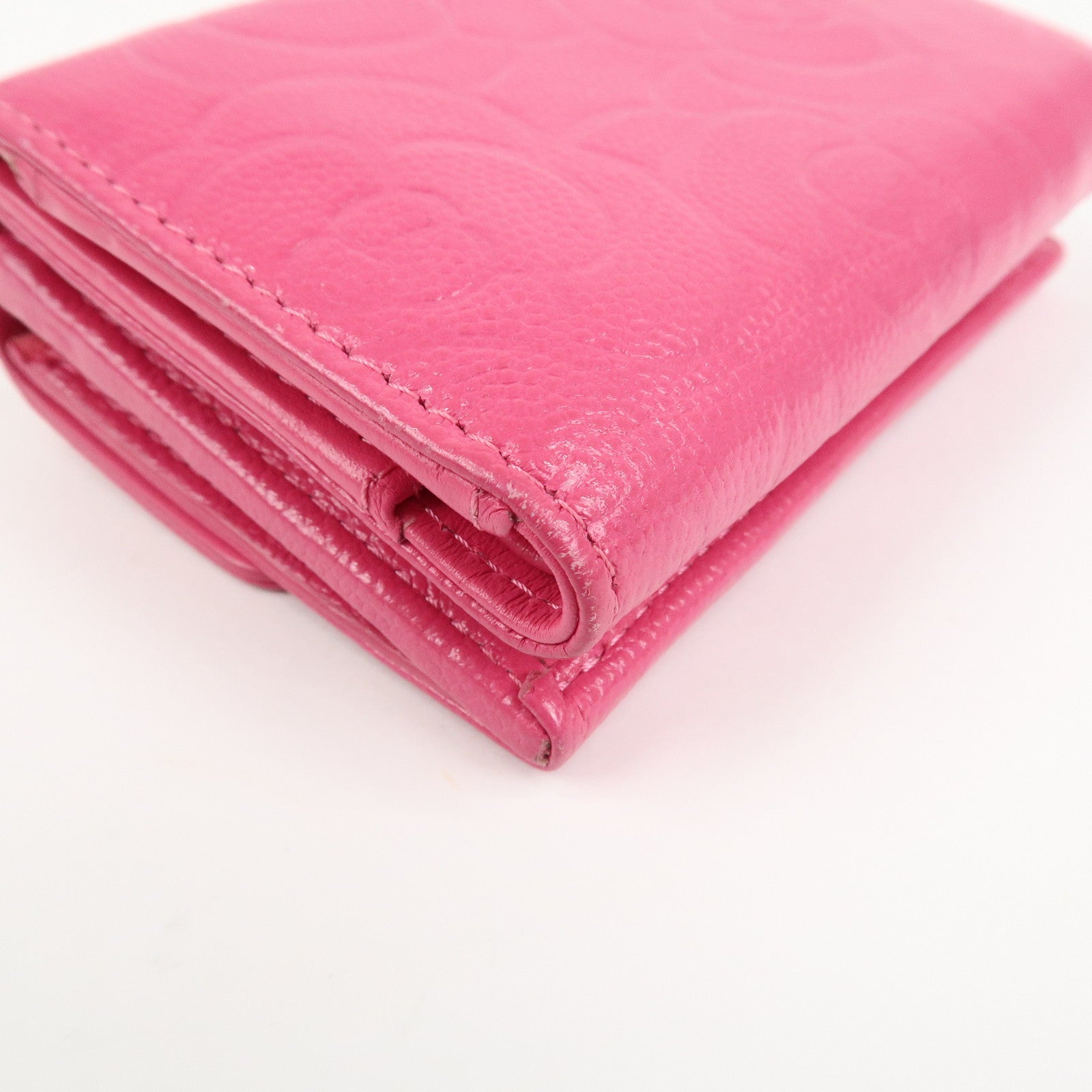 CHANEL COCO Mark Camellia Tri-fold Compact Wallet Pink AP0116