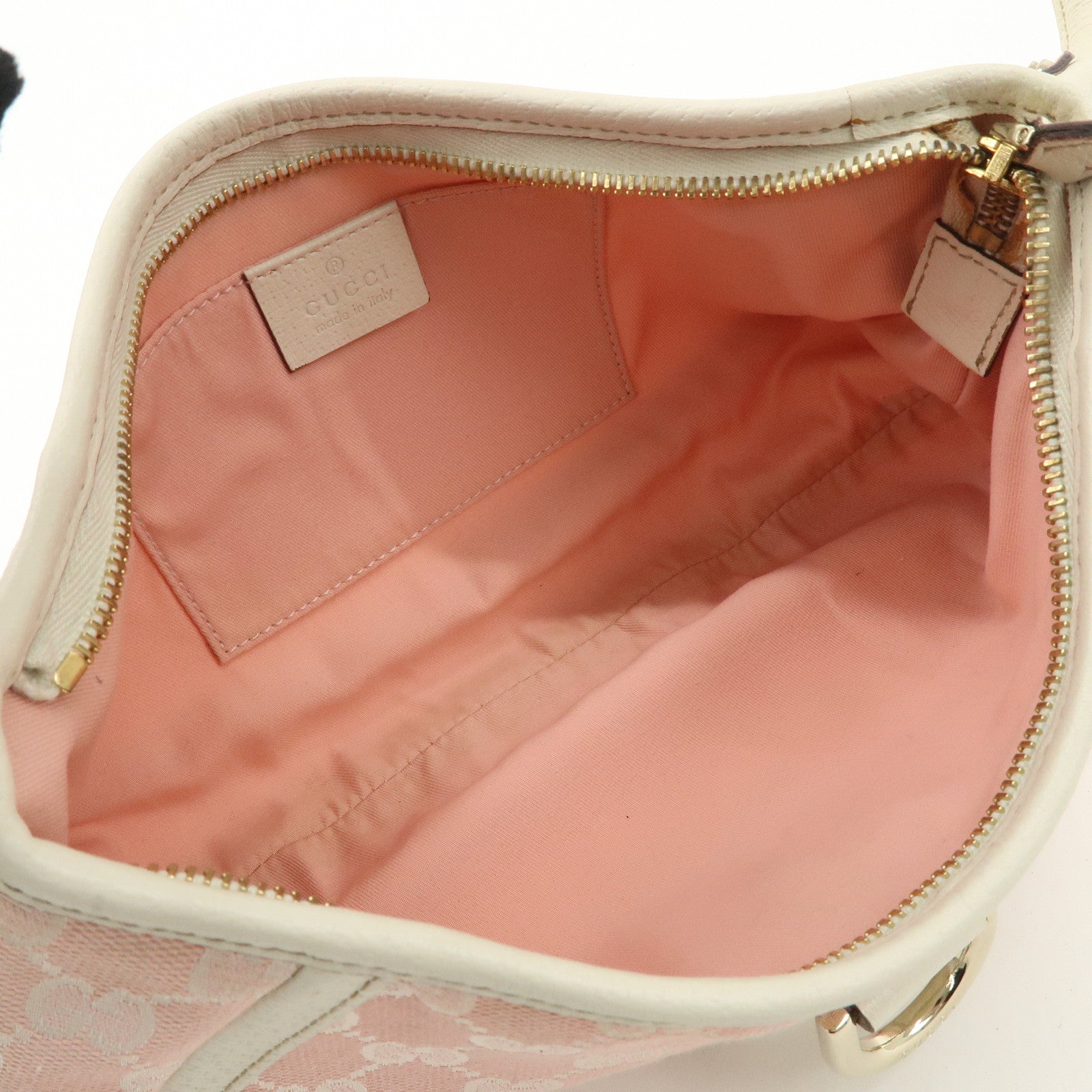 GUCCI Abbey GG Canvas Leather One Shoulder Bag Pink White 130939 Used