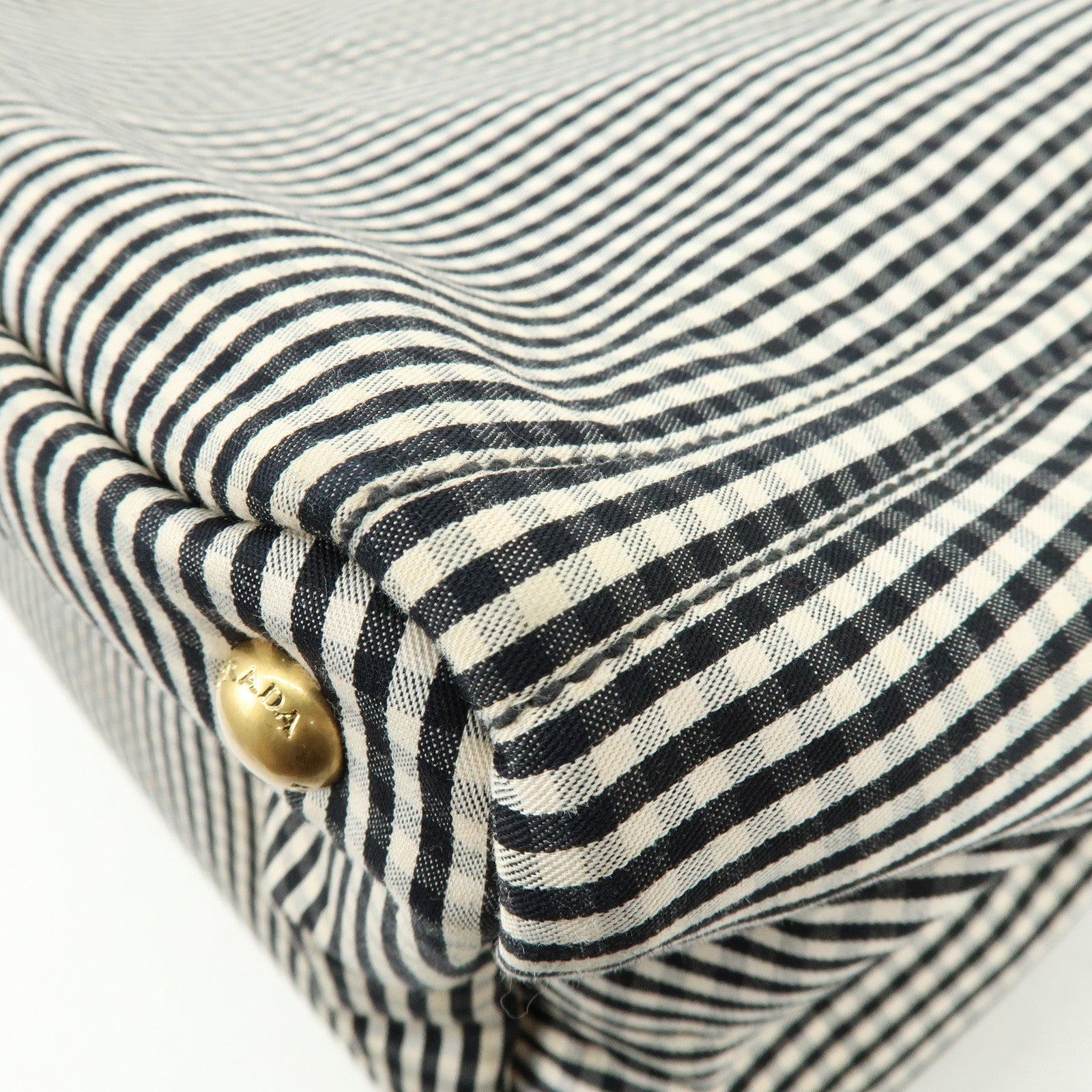 PRADA Canapa Canvas 2Way Bag Hand Bag Shoulder Bag Black Ivory