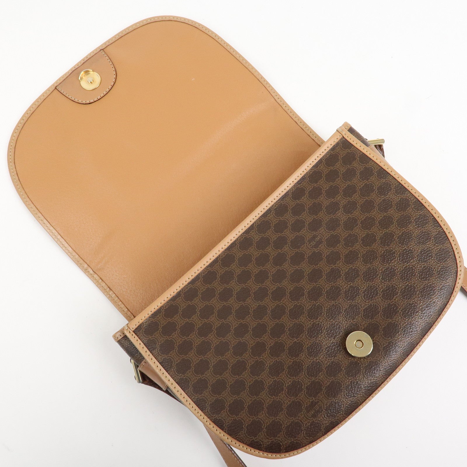 CELINE Macadam PVC Leather Shoulder Bag Crossbody Bag Brown